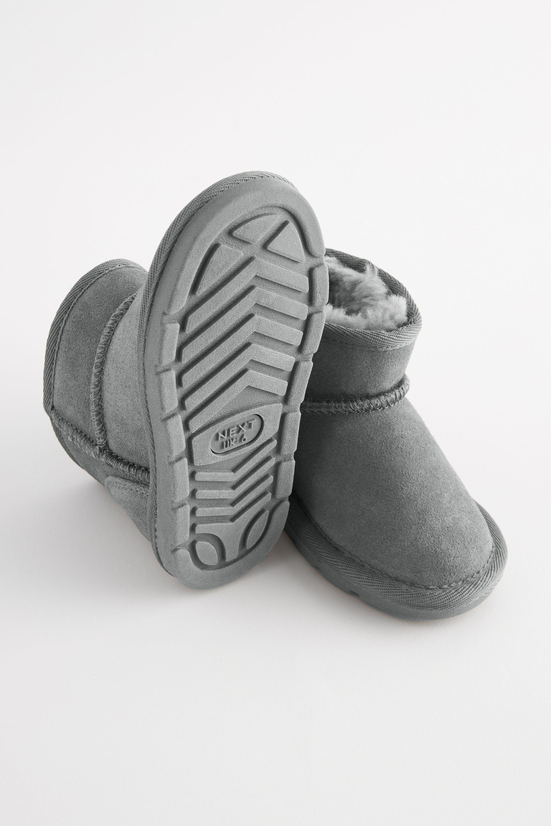 Grey Mini Suede Pull On Boots