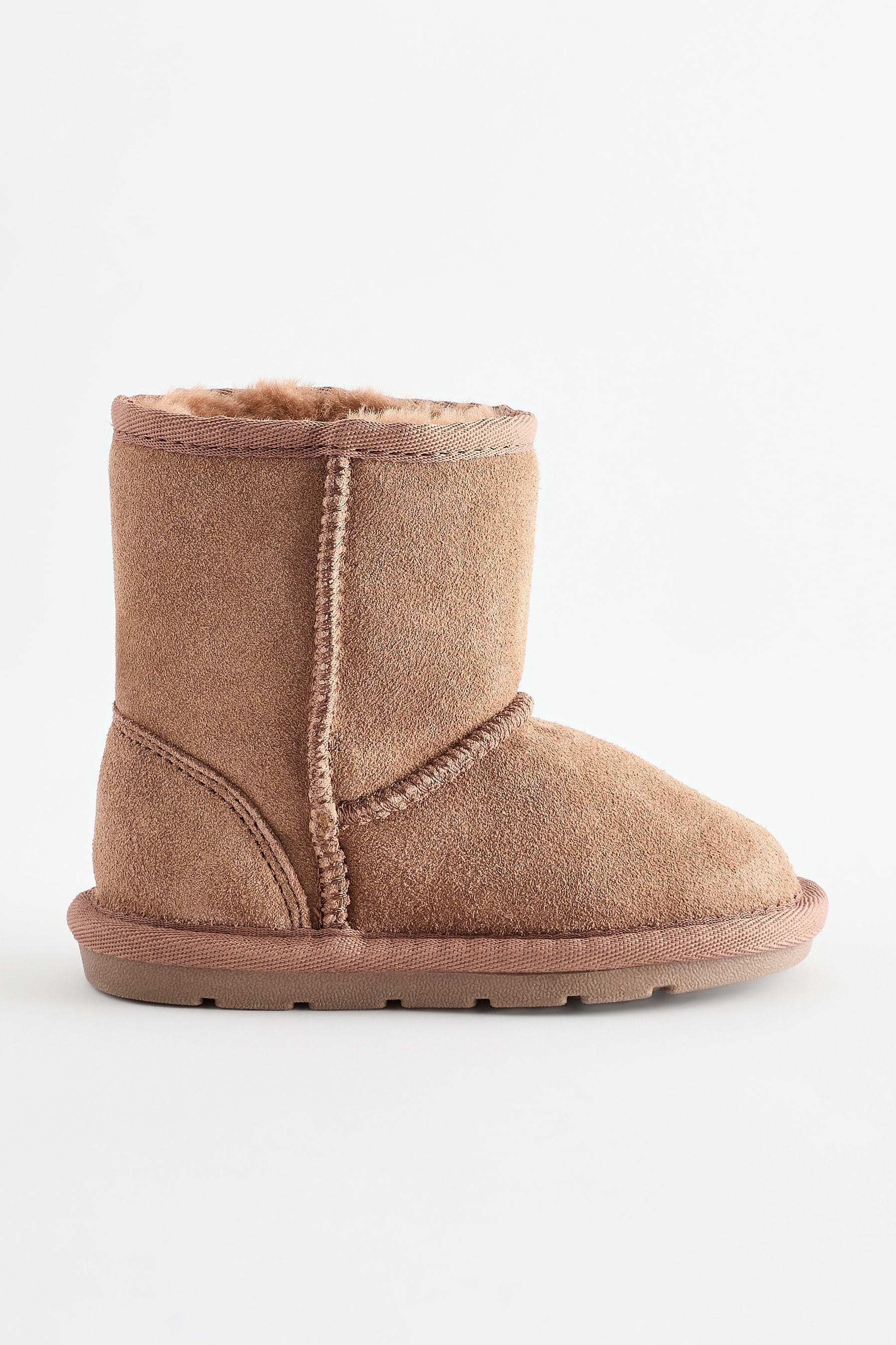 Tan Brown Mini Suede Pull On Boots