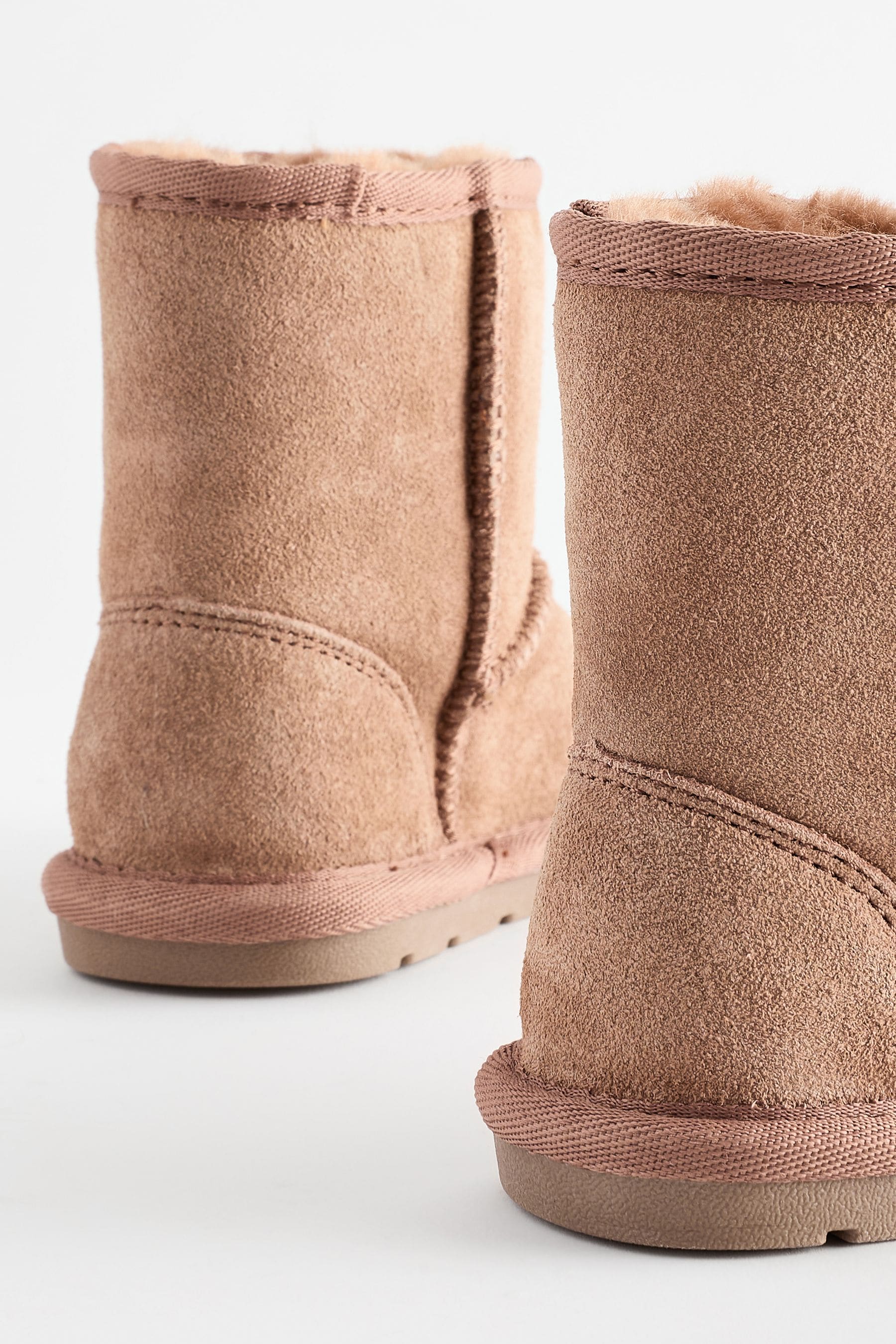 Tan Brown Mini Suede Pull On Boots