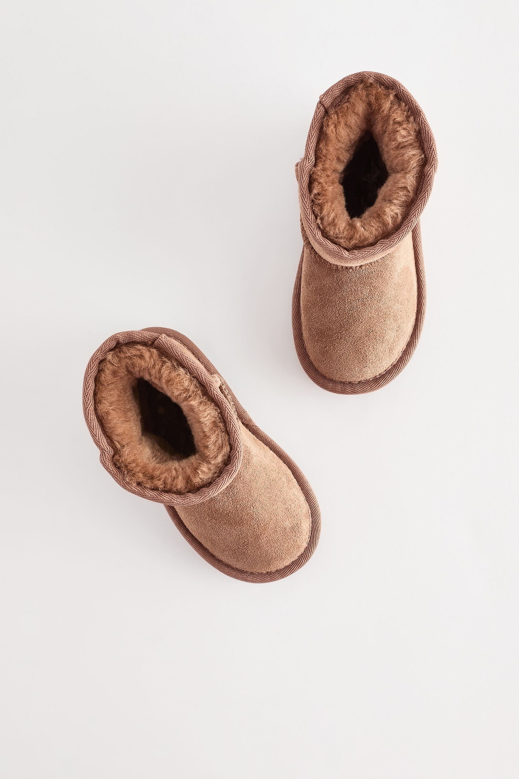 Tan Brown Mini Suede Pull On Boots