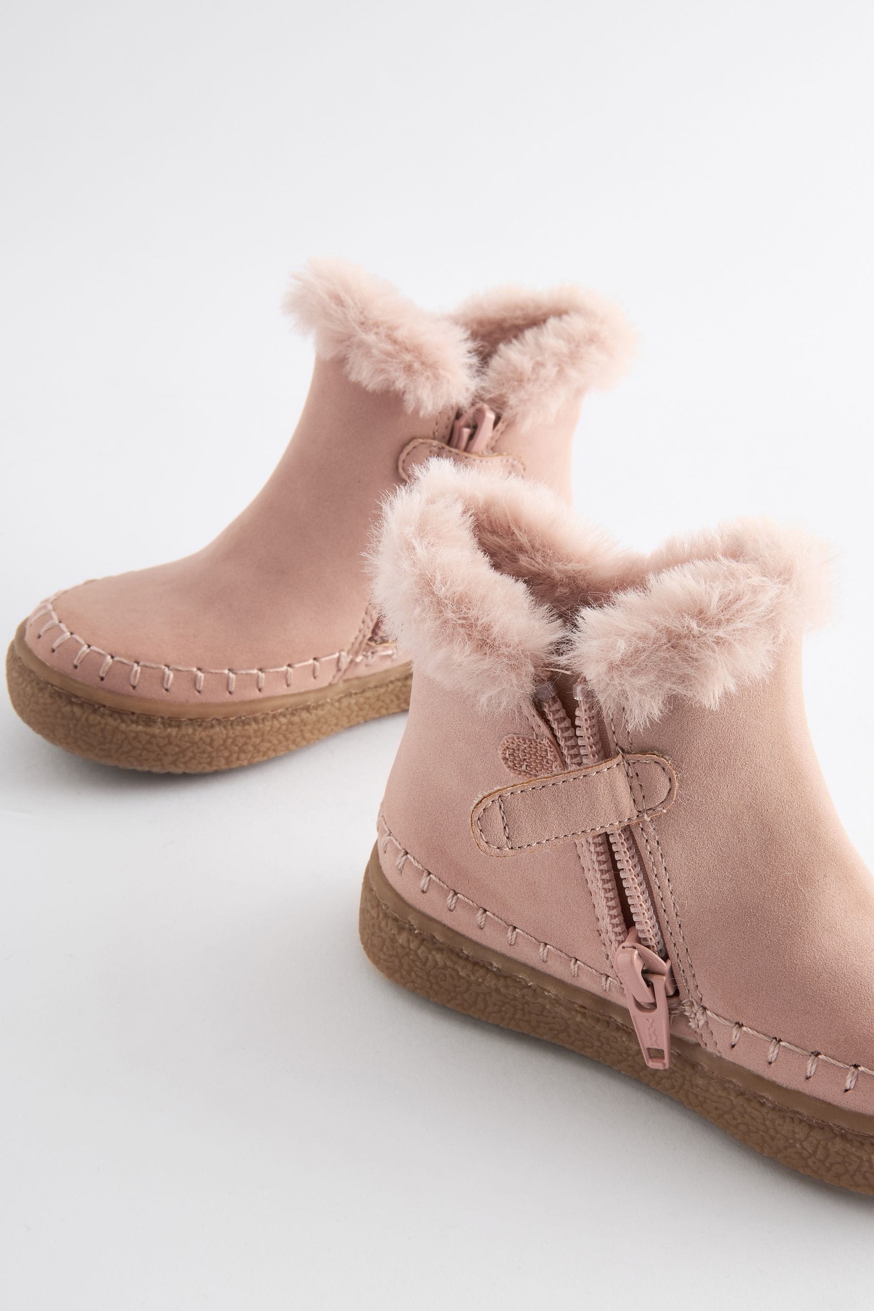 Pink Faux Fur Lined Tassel Boots