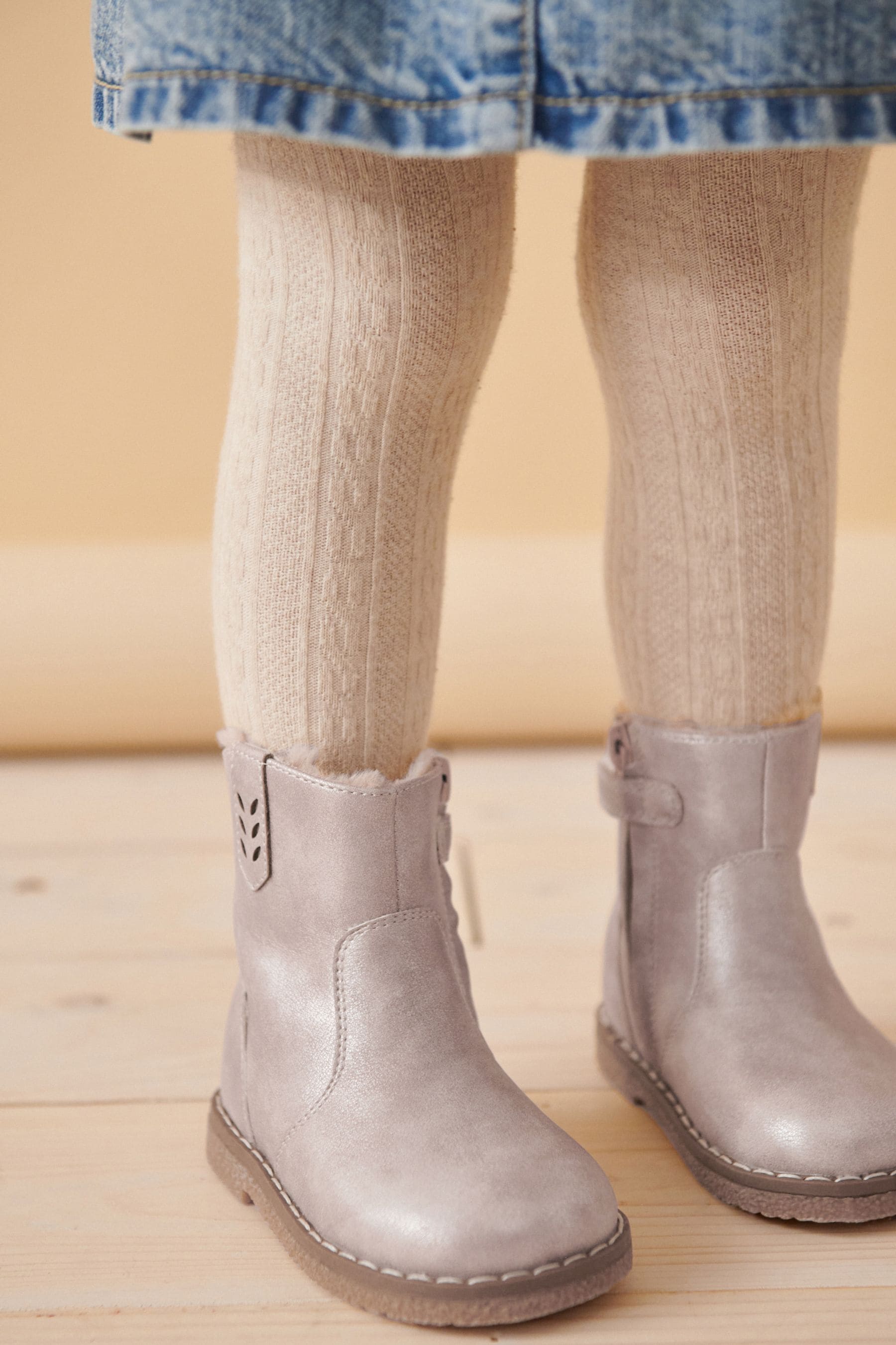 Neutral Silver Shimmer Boots