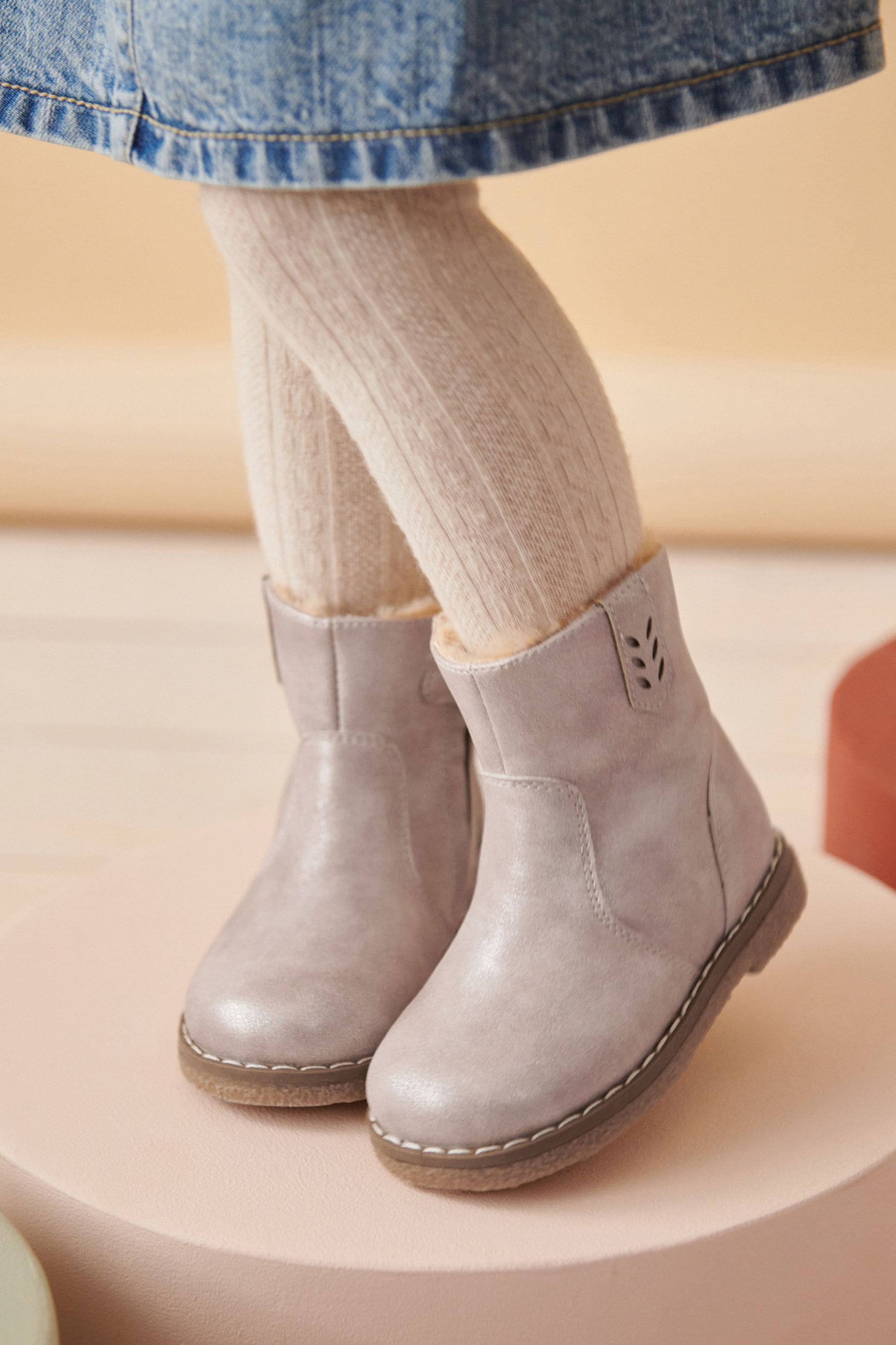 Neutral Silver Shimmer Boots