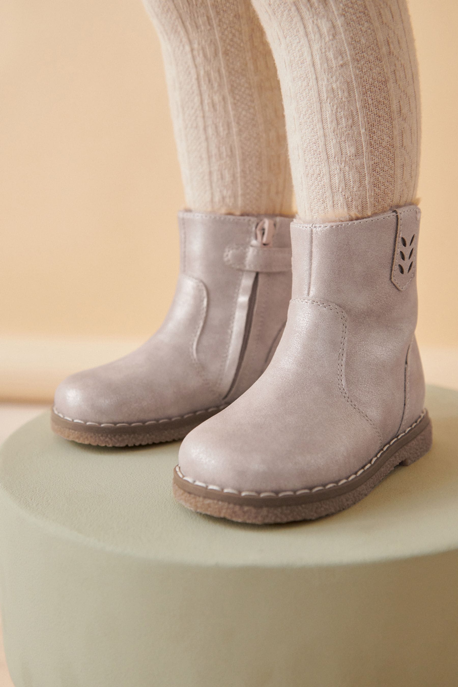 Neutral Silver Shimmer Boots