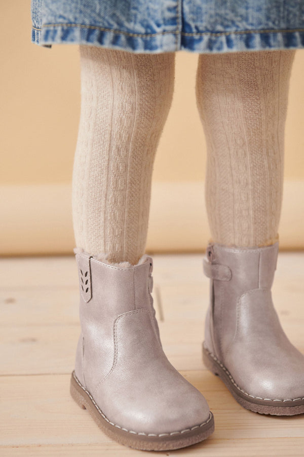 Neutral Silver Shimmer Boots