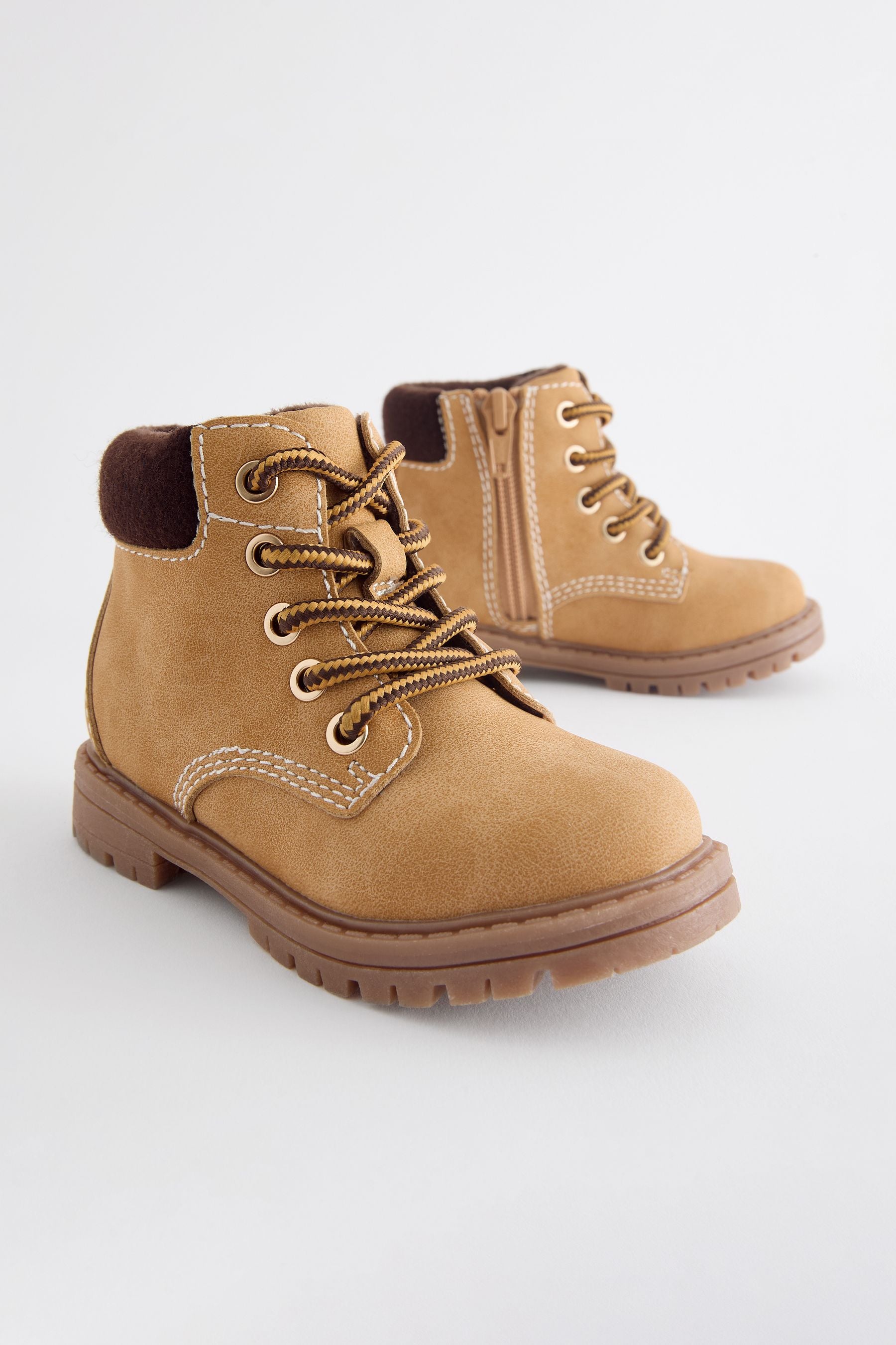 Tan Brown Lace Up Boots