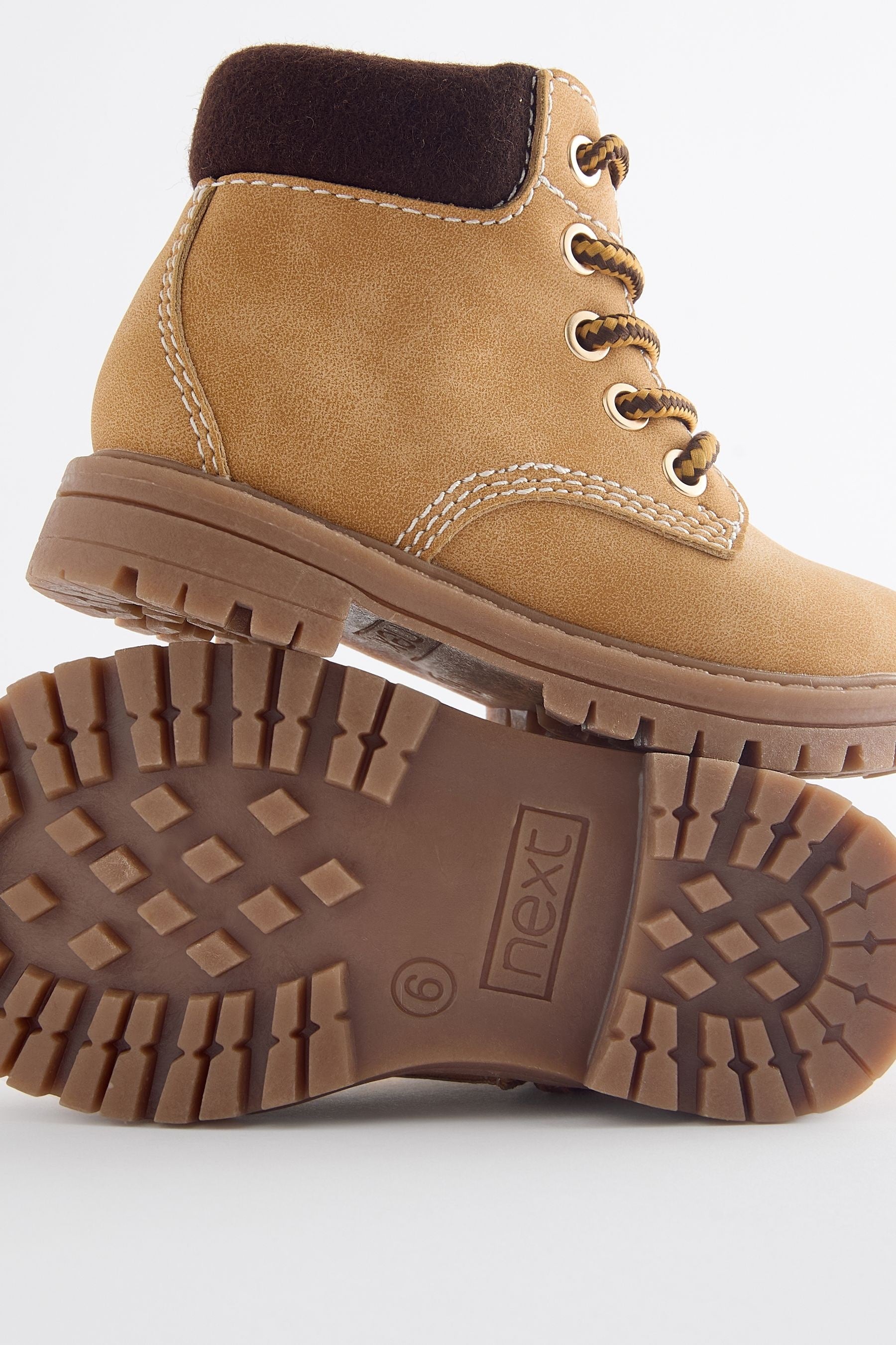 Tan Brown Lace Up Boots