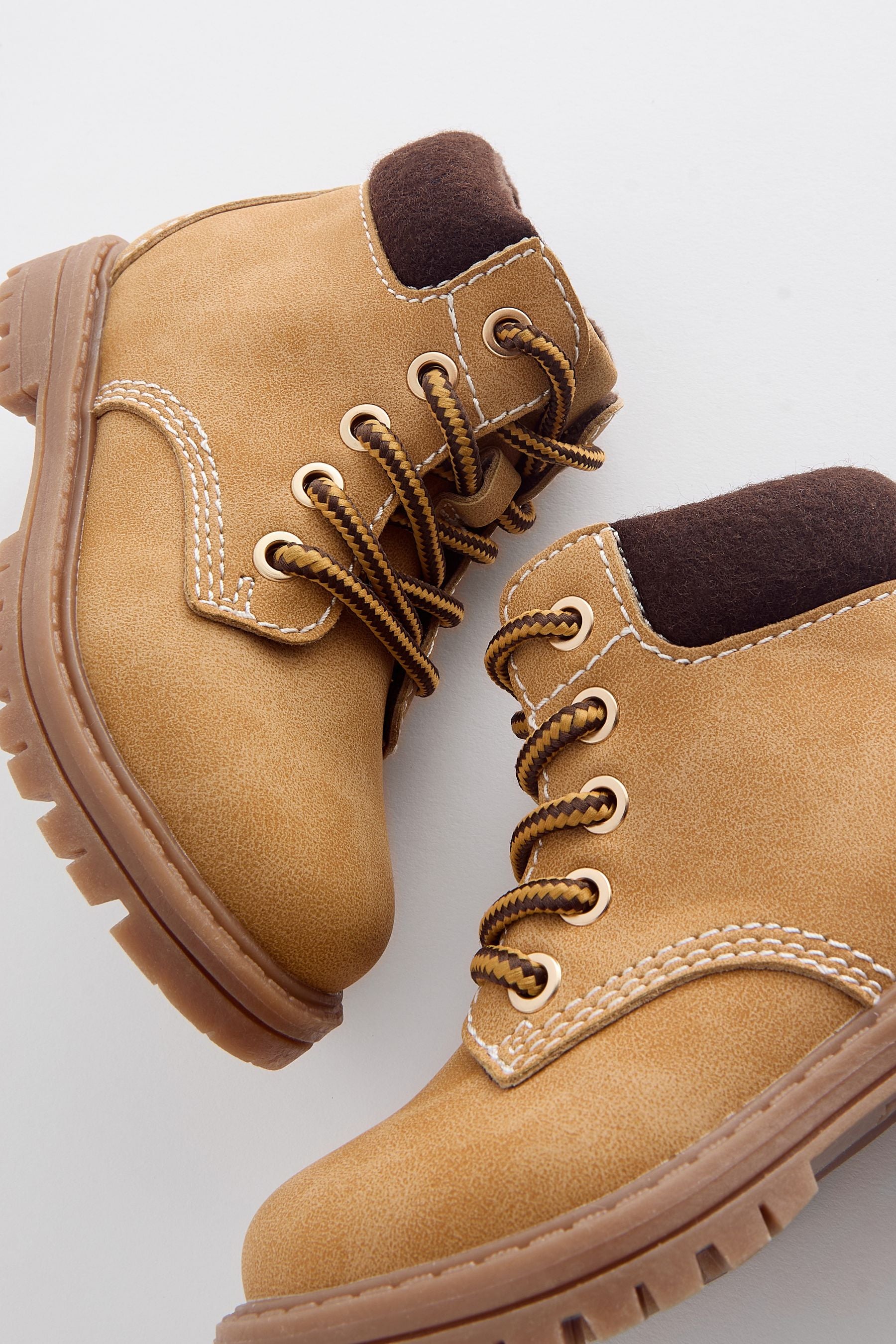 Tan Brown Lace Up Boots