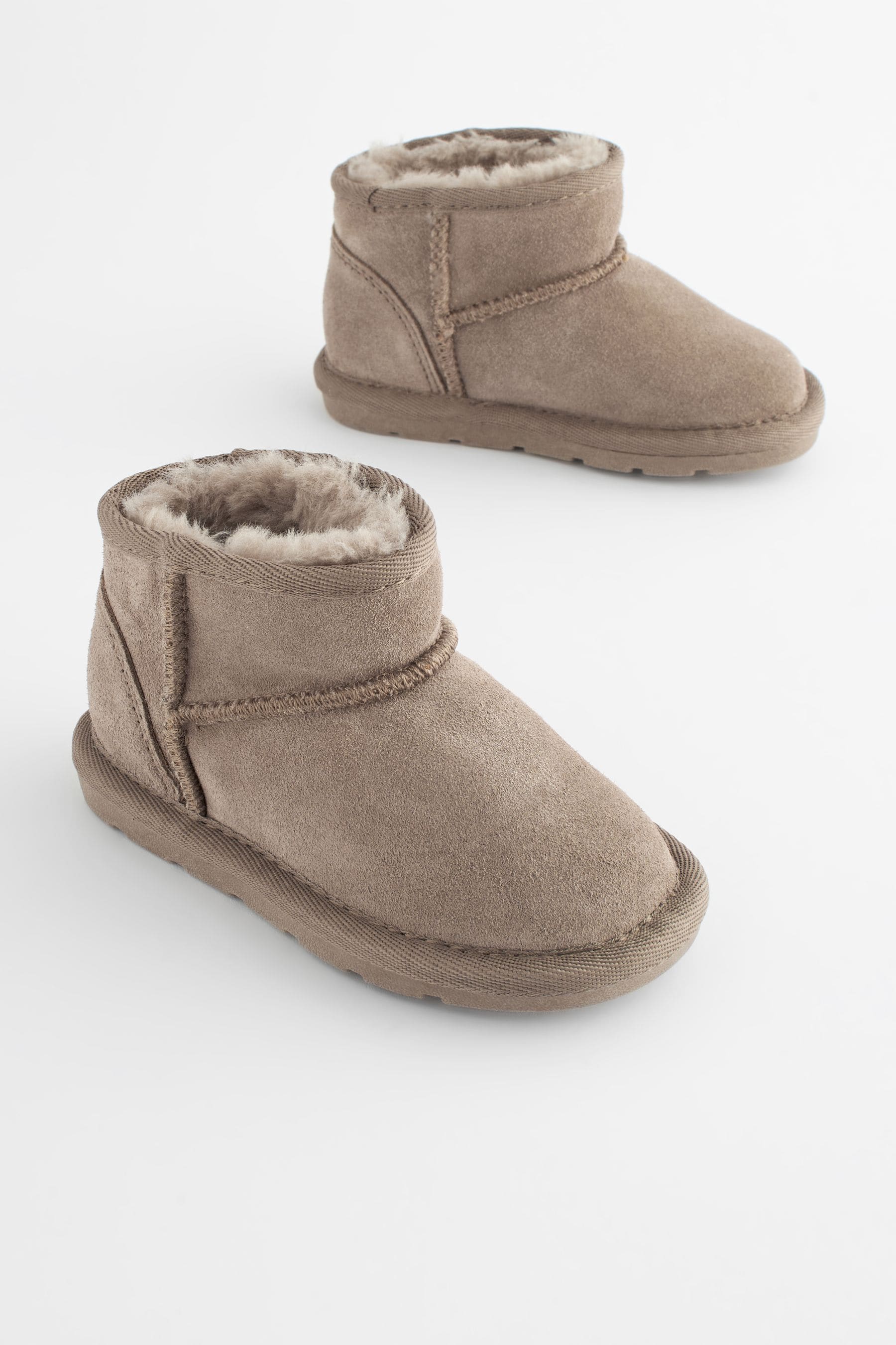 Mink Brown Mini Suede Pull On Ankle Boots