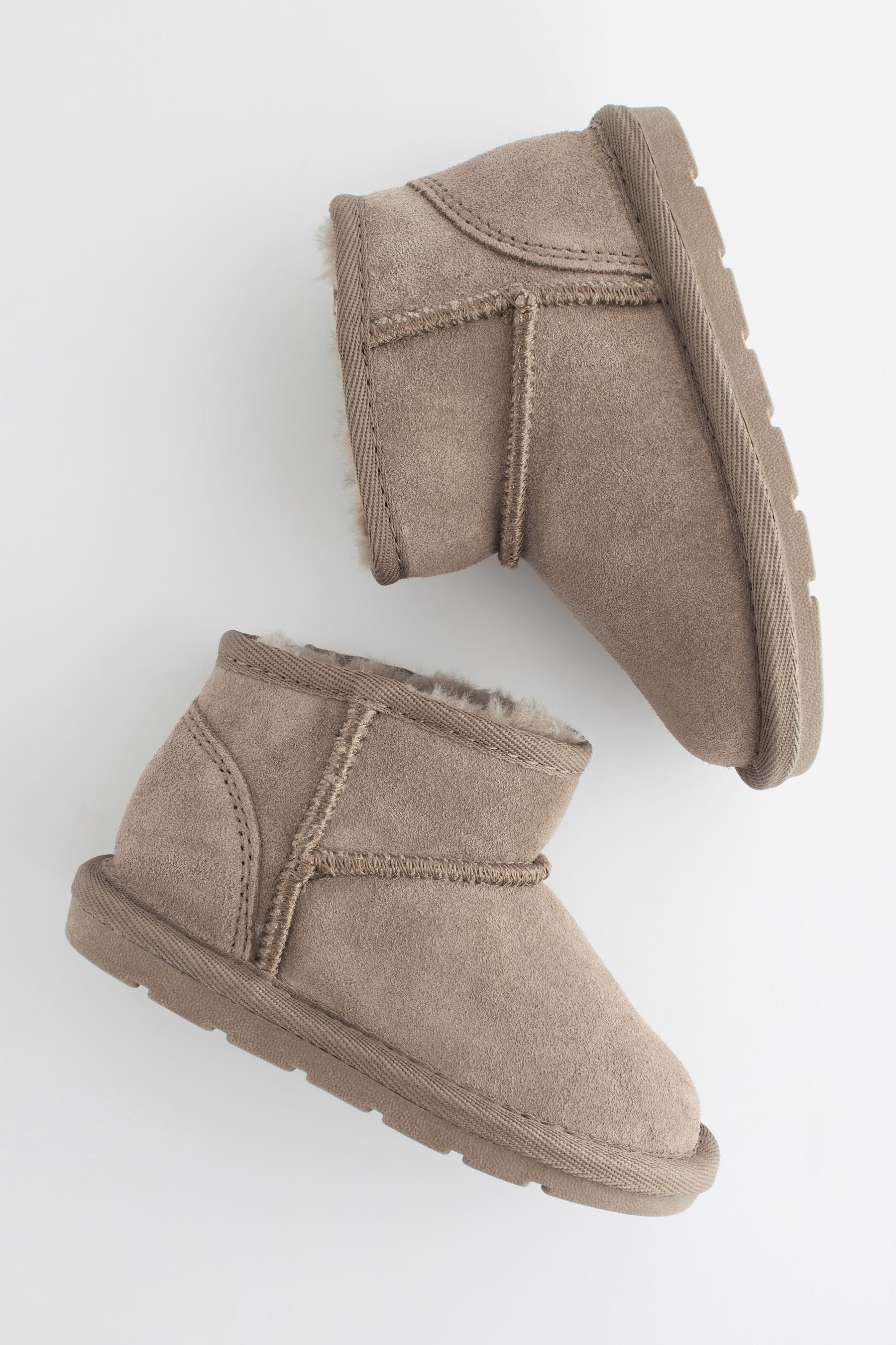 Mink Brown Mini Suede Pull On Ankle Boots