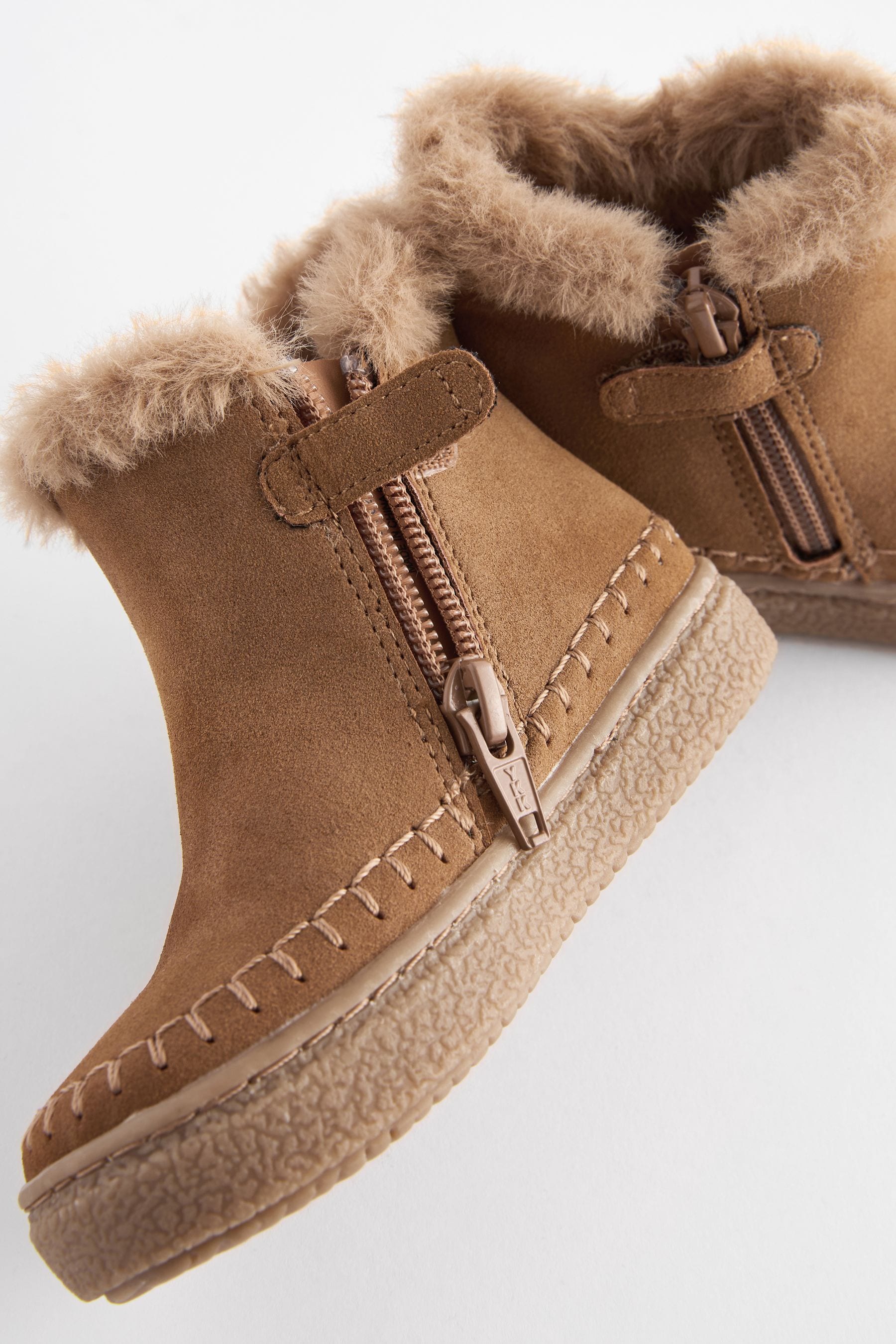 Tan Brown Faux Fur Lined Tassel Boots