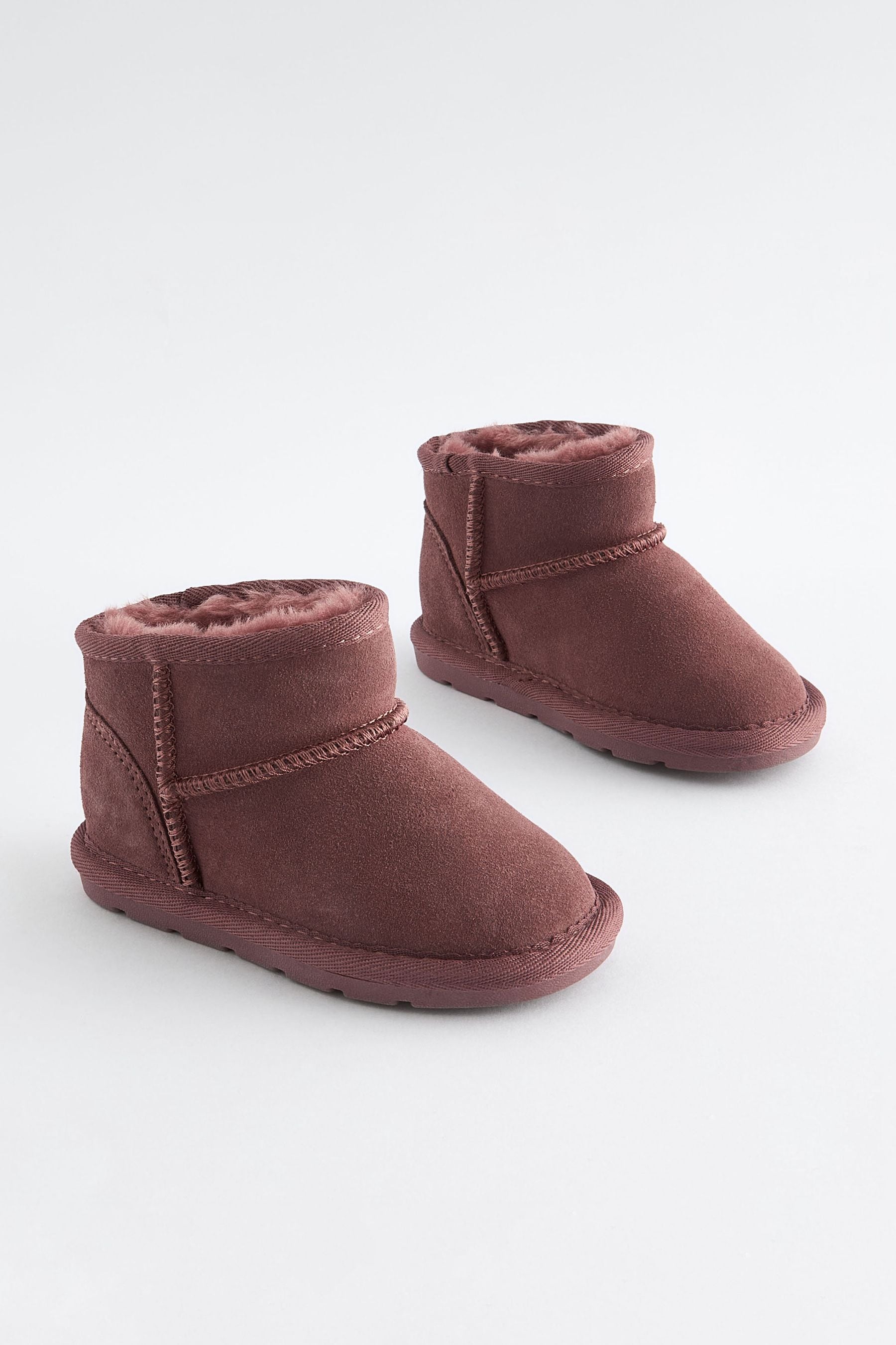 Dark Pink Mini Mini Suede Pull On Boots