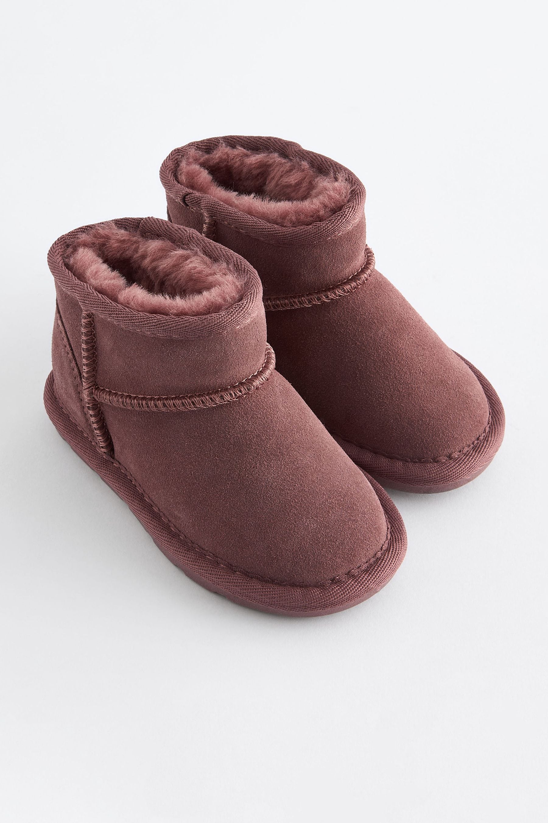 Dark Pink Mini Mini Suede Pull On Boots