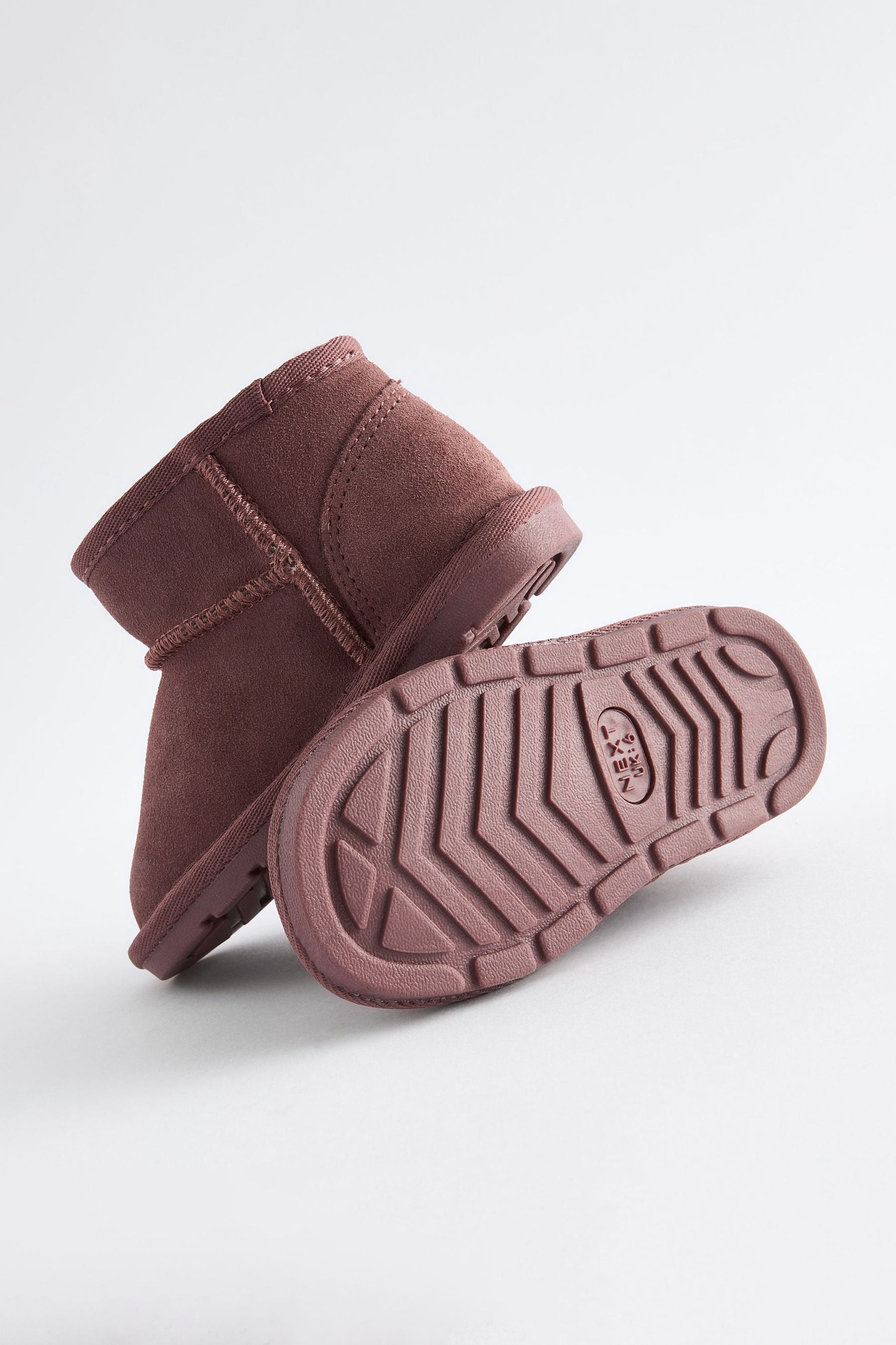 Dark Pink Mini Mini Suede Pull On Boots