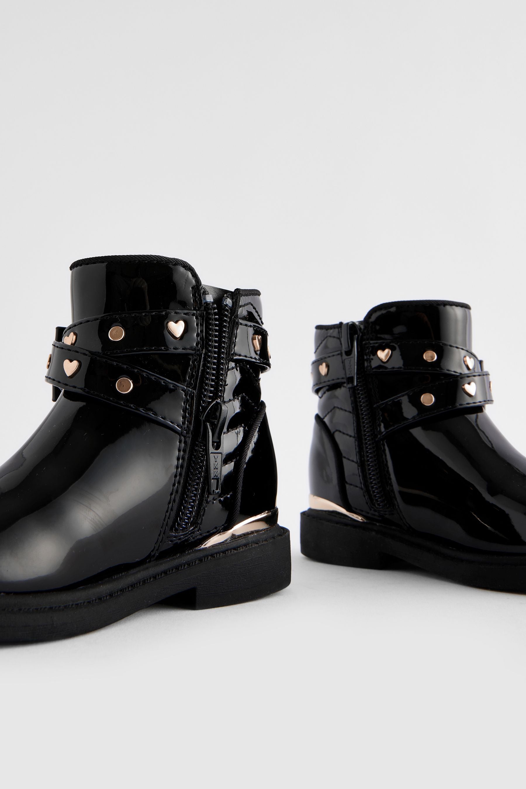 Black Patent Bow Ankle Boots