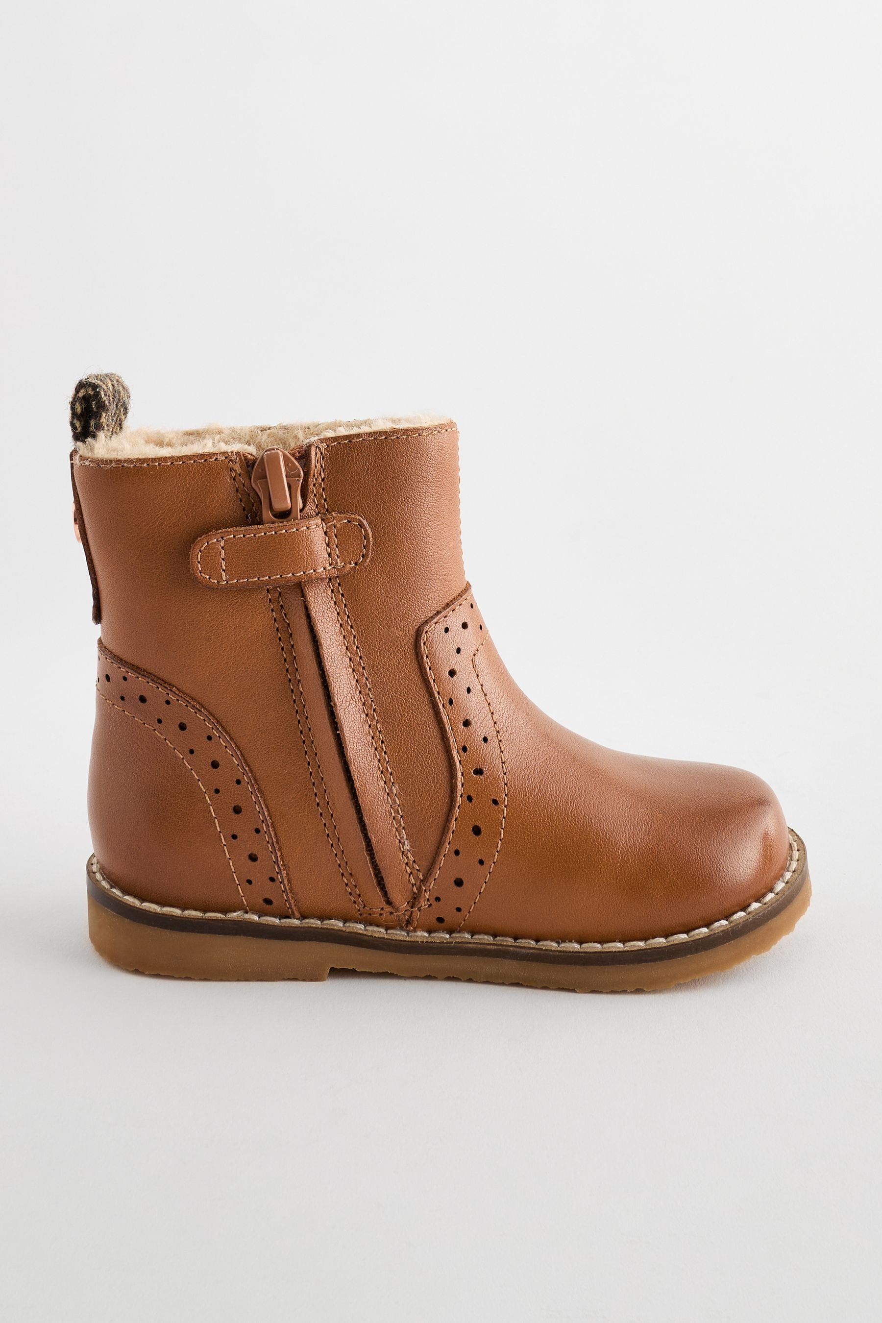 Brown Tan Ankle Leather Cosy Lined Boots