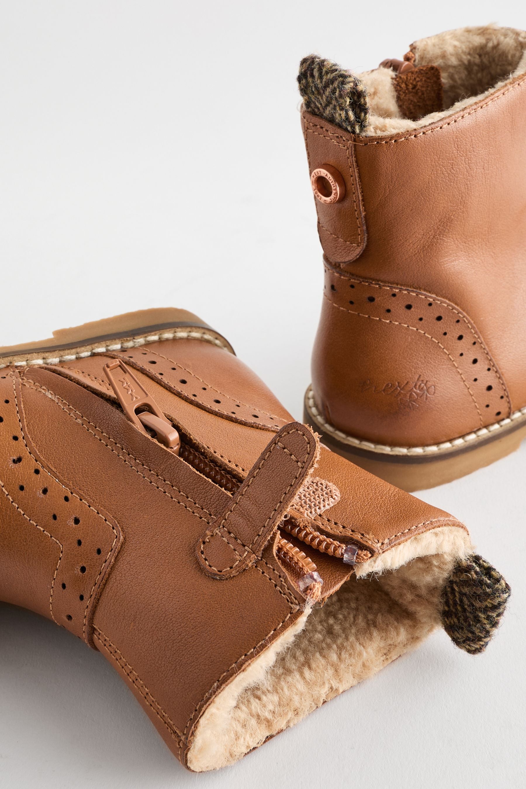 Brown Tan Ankle Leather Cosy Lined Boots