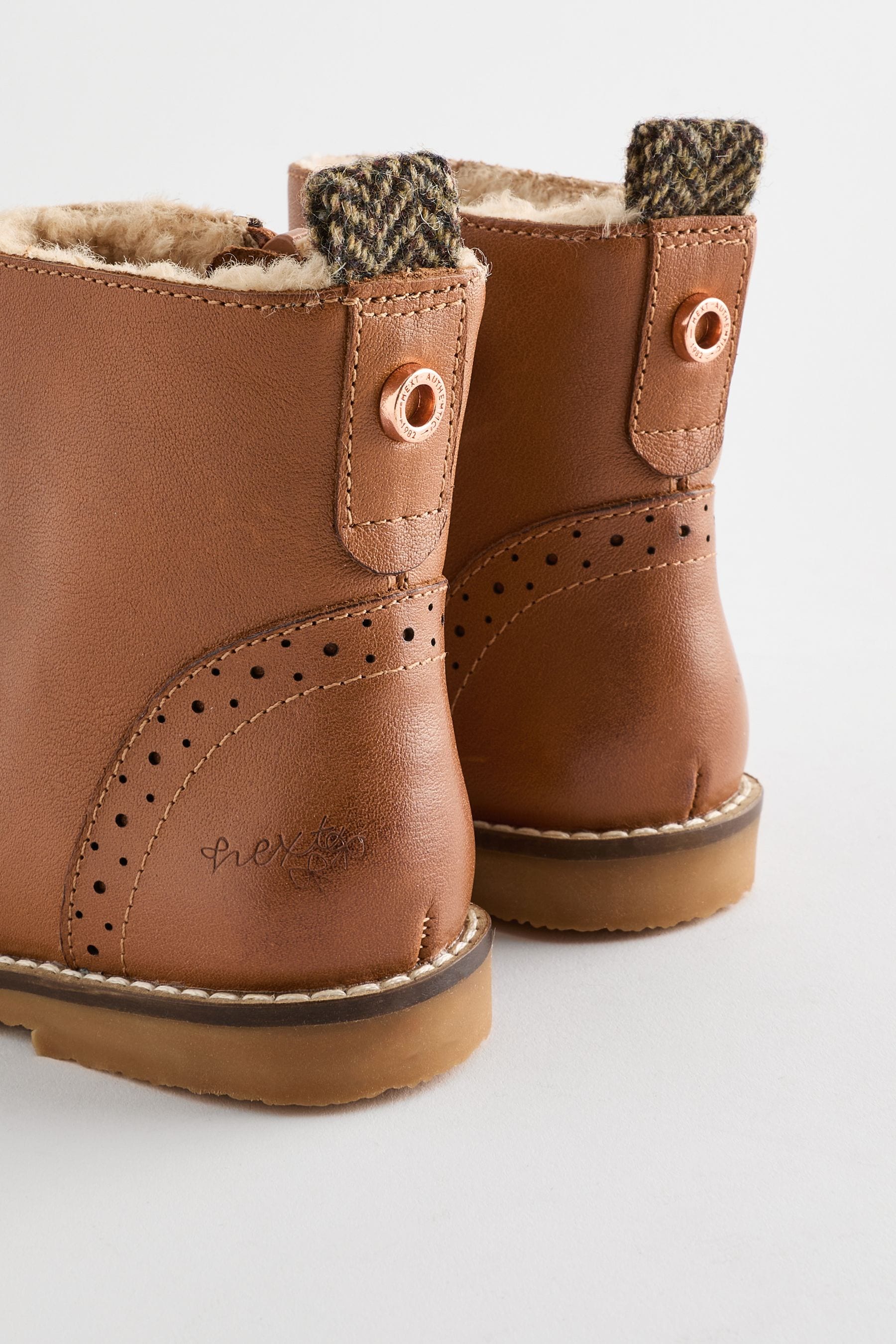 Brown Tan Ankle Leather Cosy Lined Boots