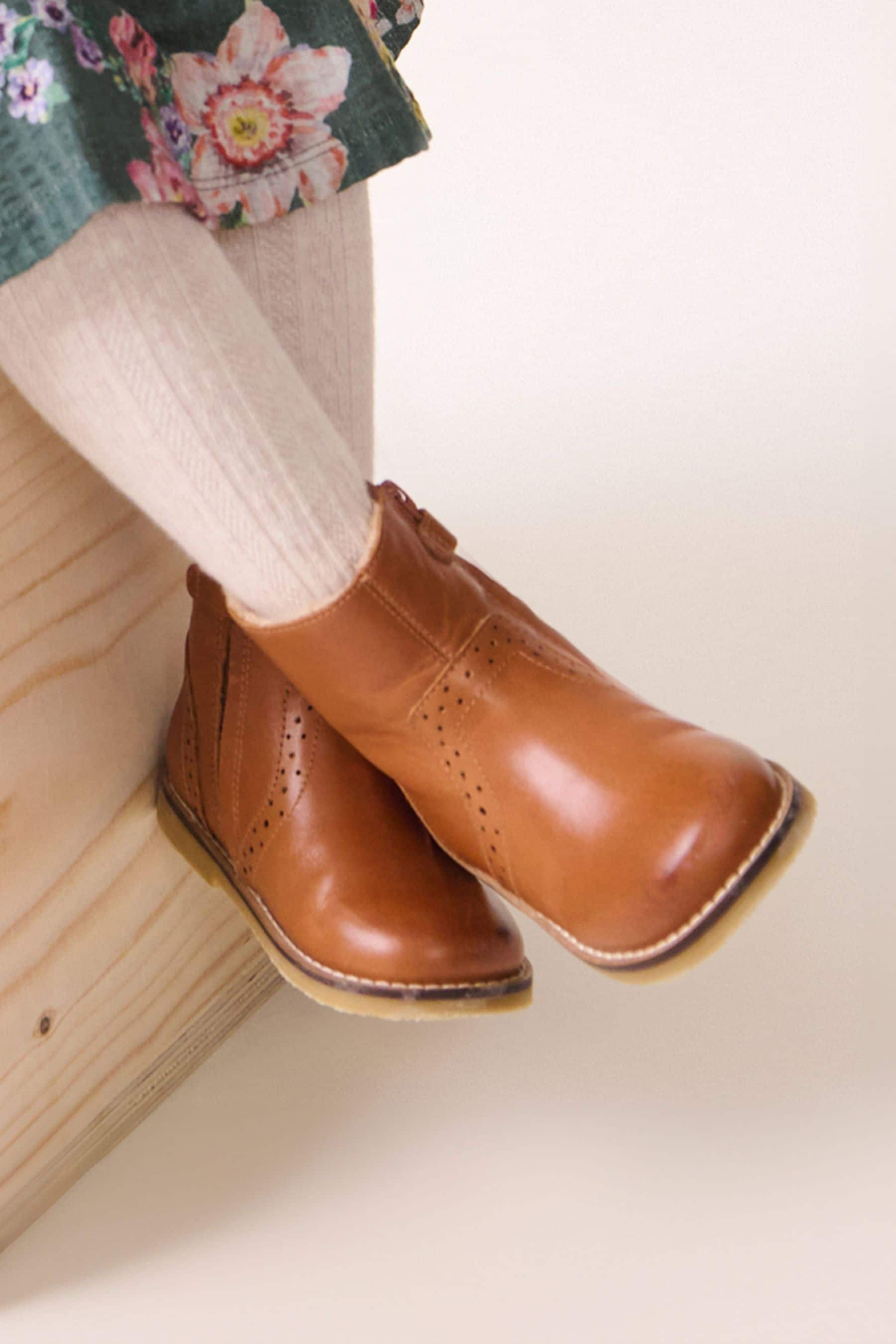 Brown Tan Ankle Leather Cosy Lined Boots