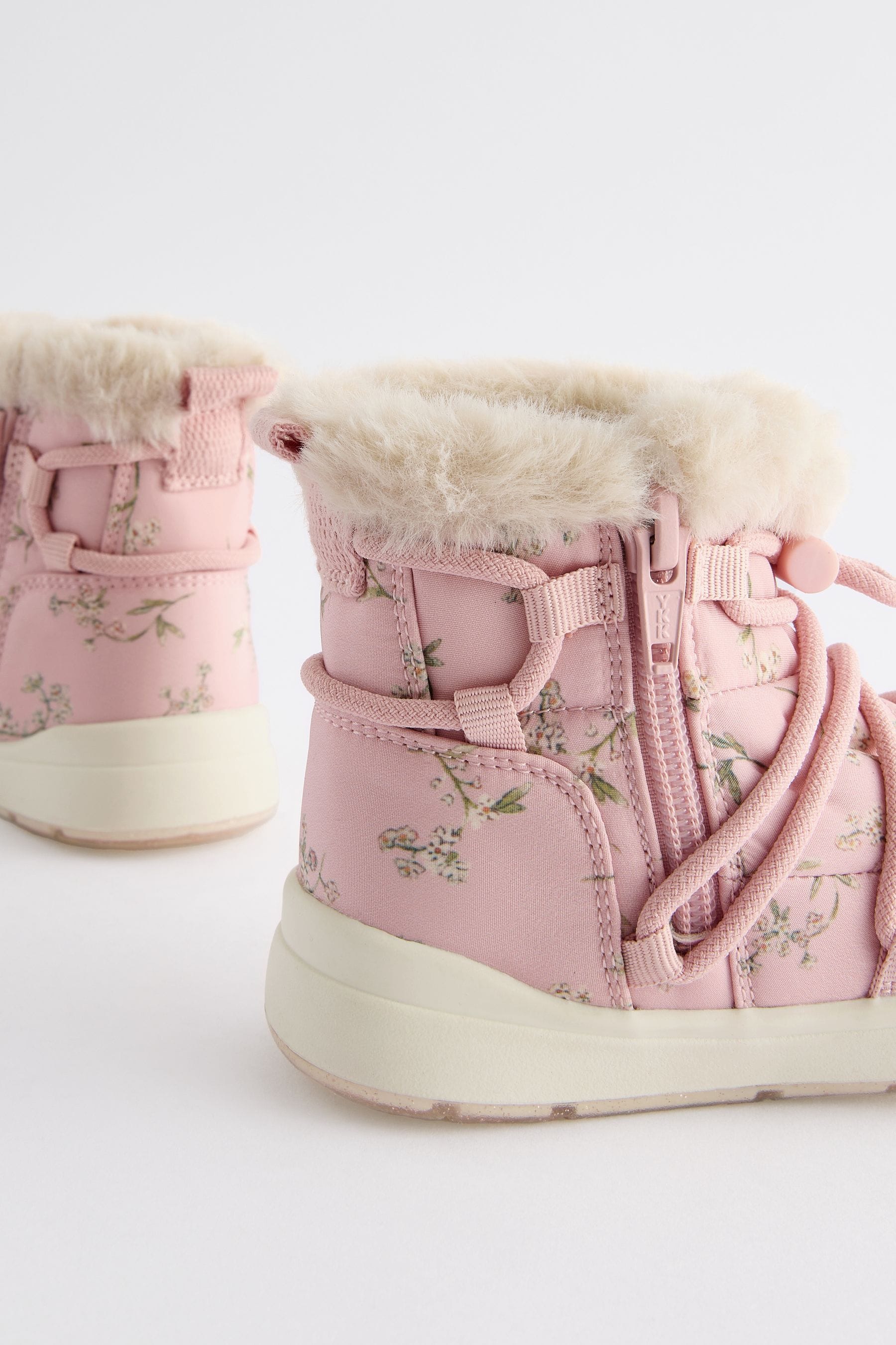 Pink Floral Quilted Snow Boots