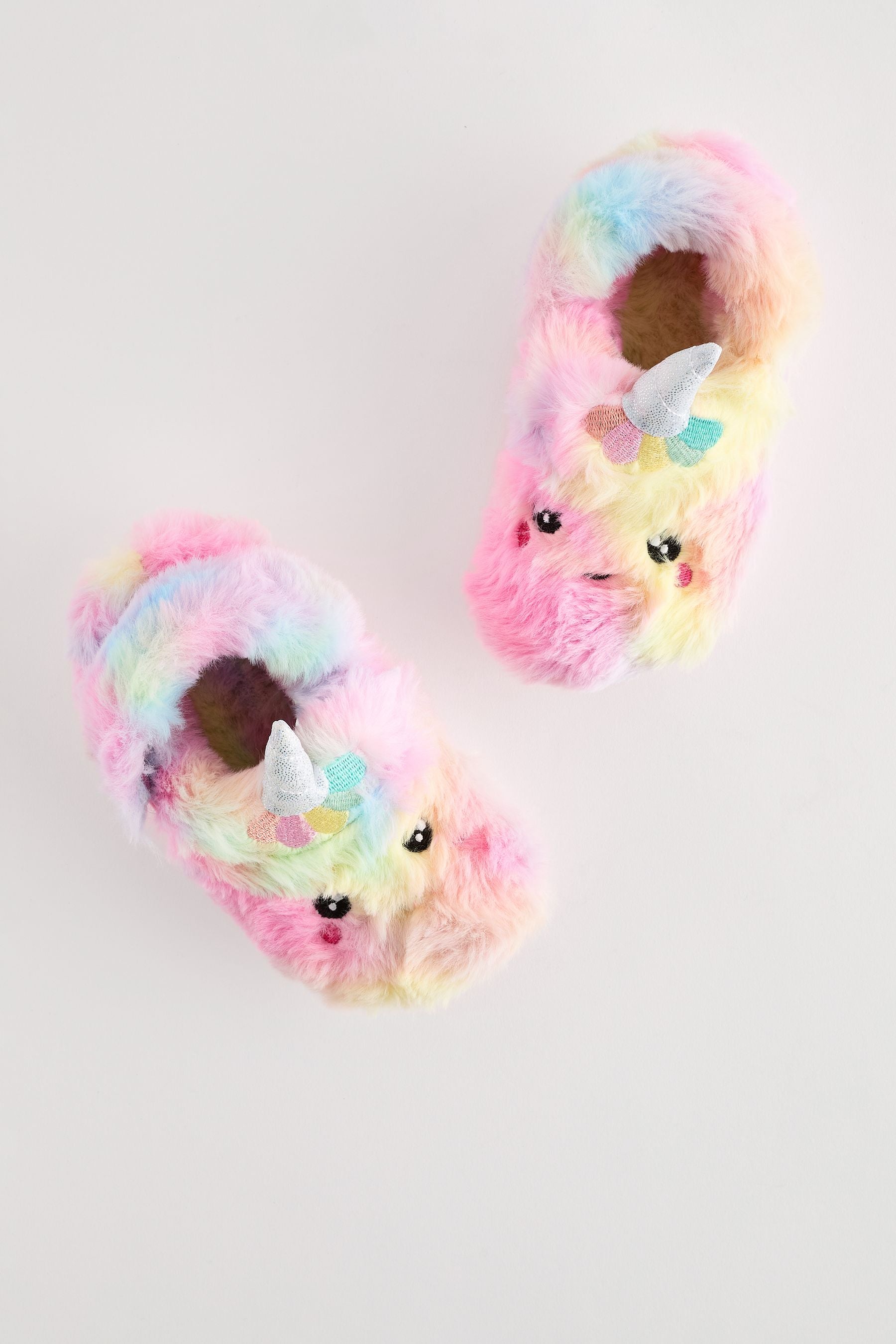 Multi Unicorn Faux Fur Clog Slippers