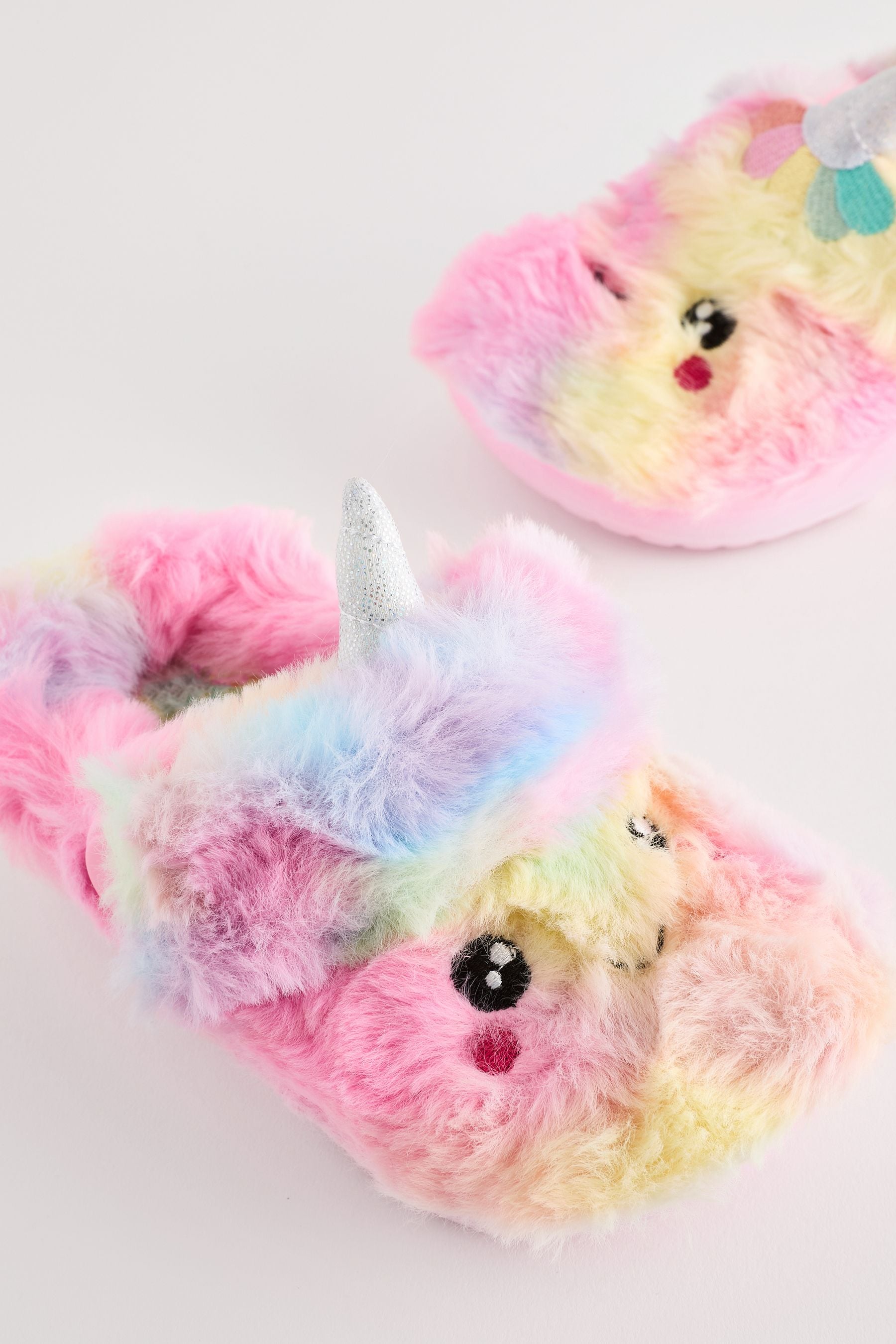 Multi Unicorn Faux Fur Clog Slippers