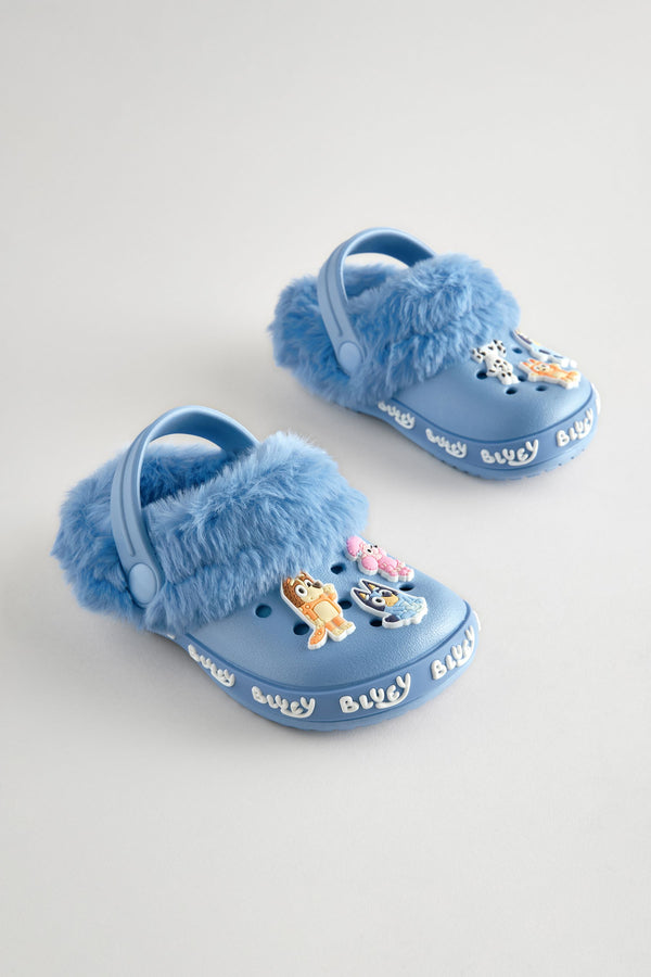 Blue Bluey Faux Fur Lined Clog Slippers