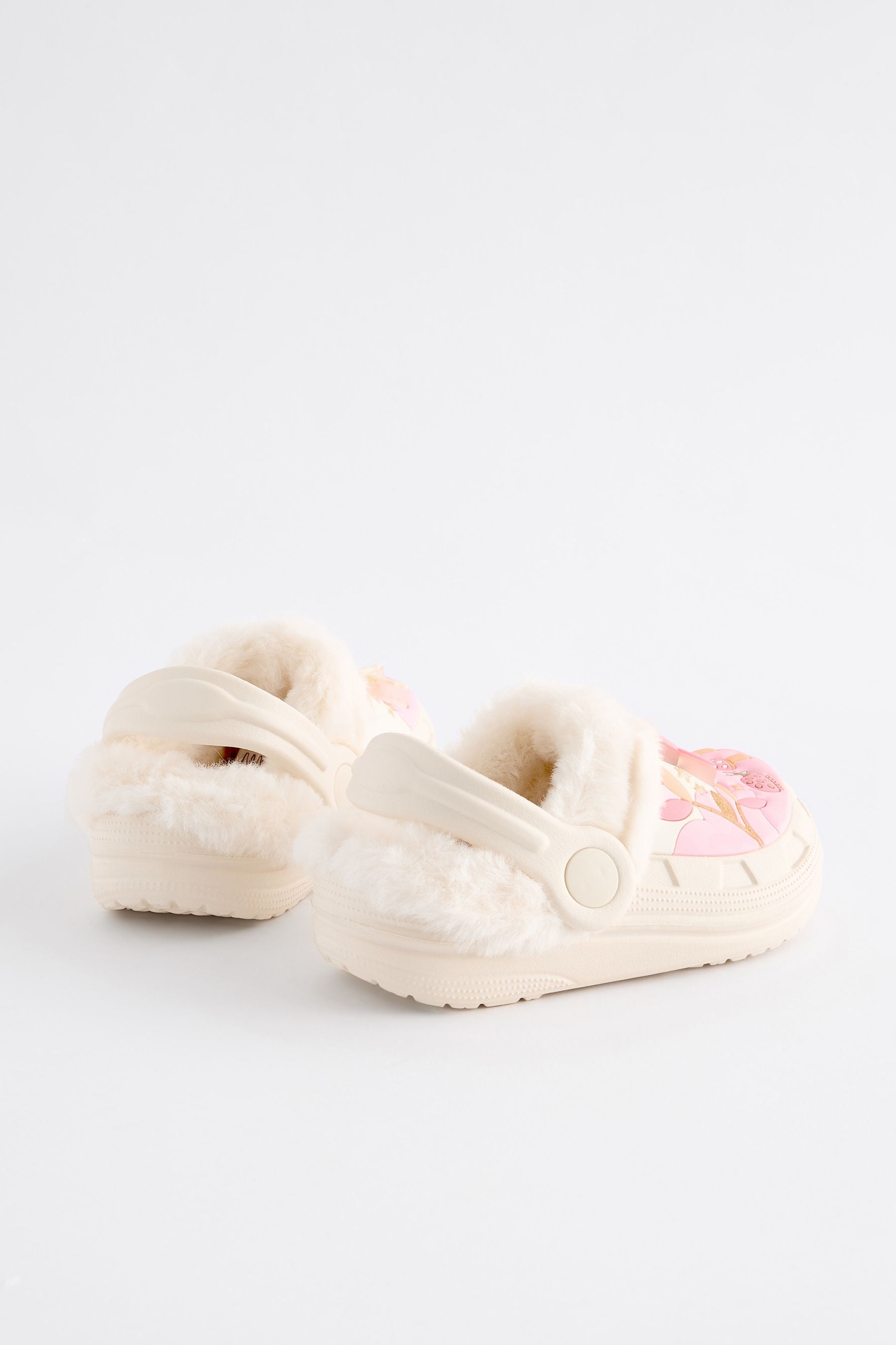 Cream Faux Fur Lined Clog Slippers