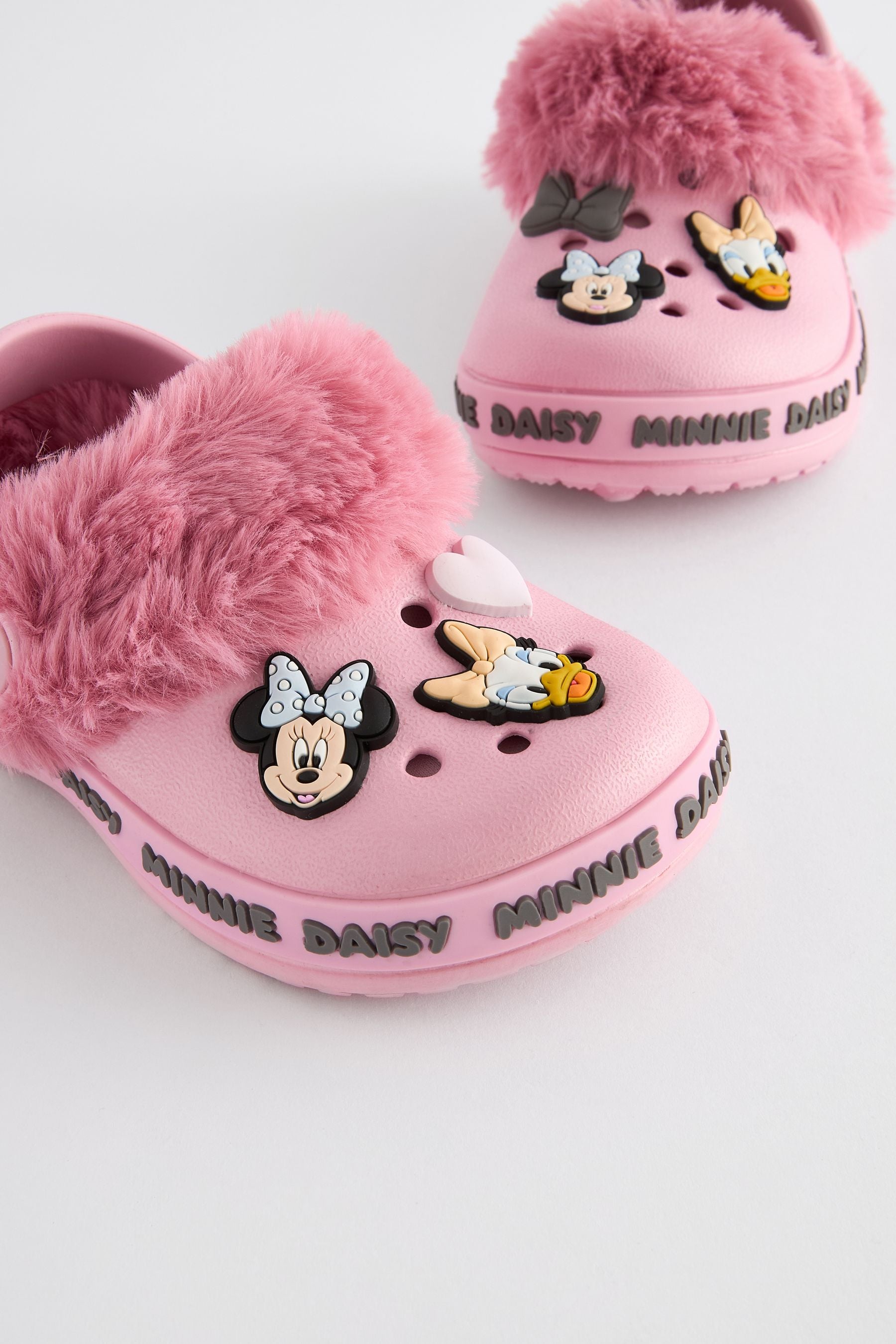 Pink Minnie Mouse Faux Fur Lined Clog Slippers