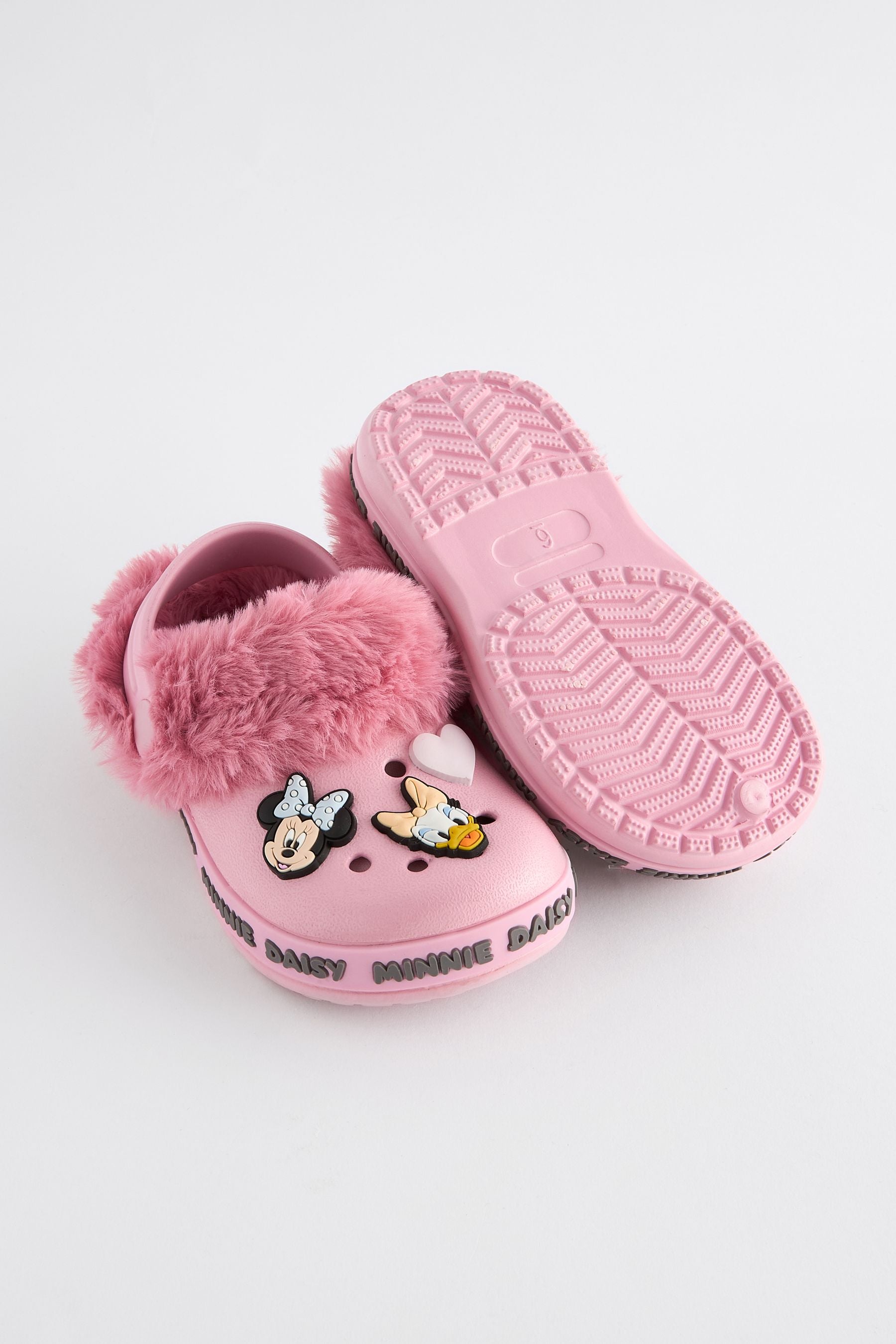 Pink Minnie Mouse Faux Fur Lined Clog Slippers