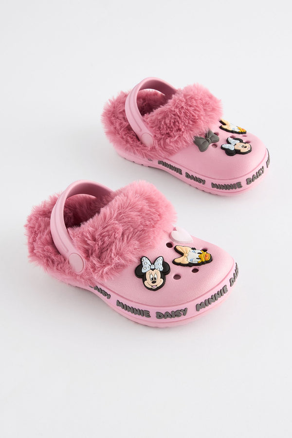 Pink Minnie Mouse Faux Fur Lined Clog Slippers