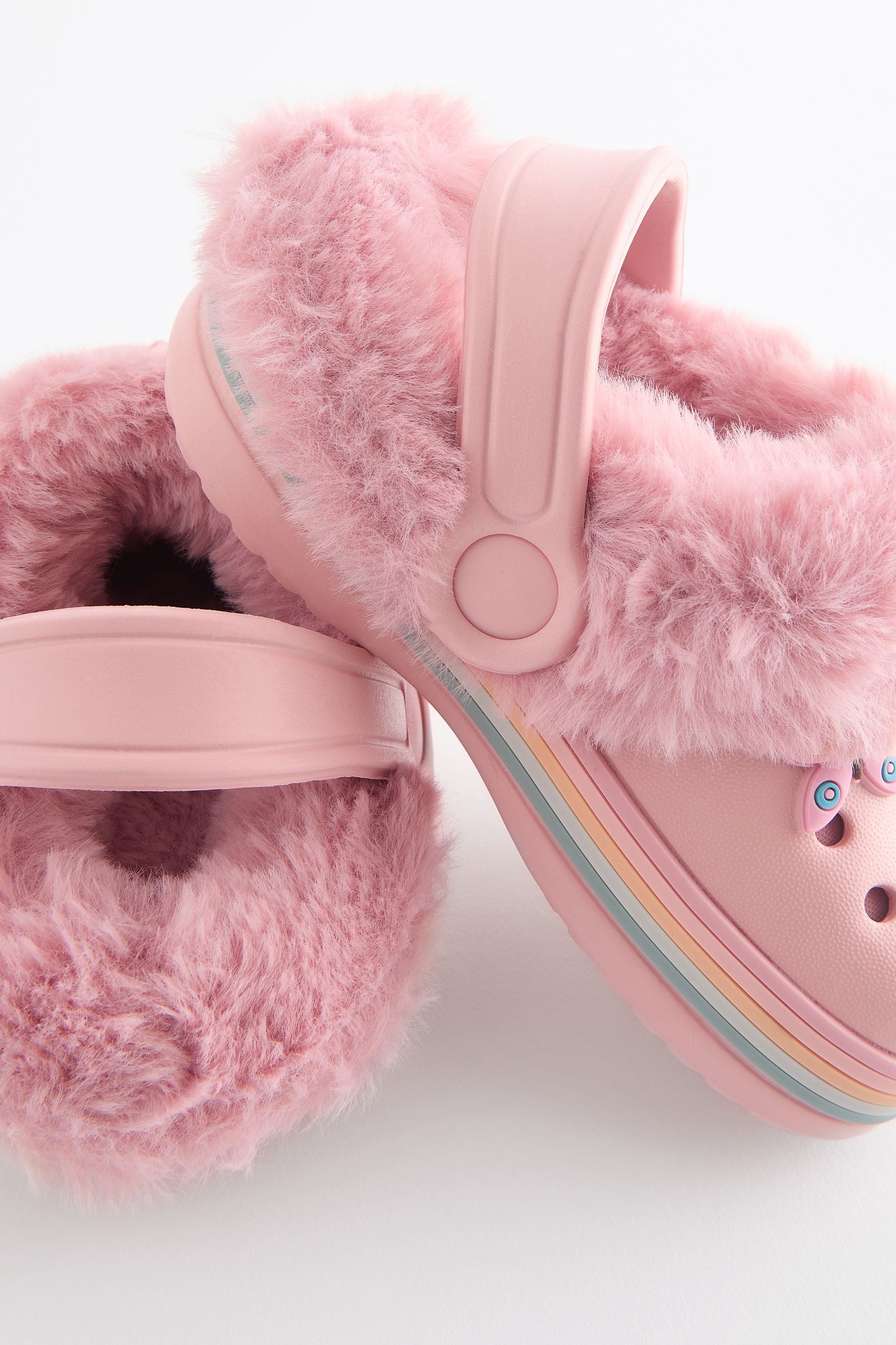 Pink Character Faux Fur Lined Clog Slippers