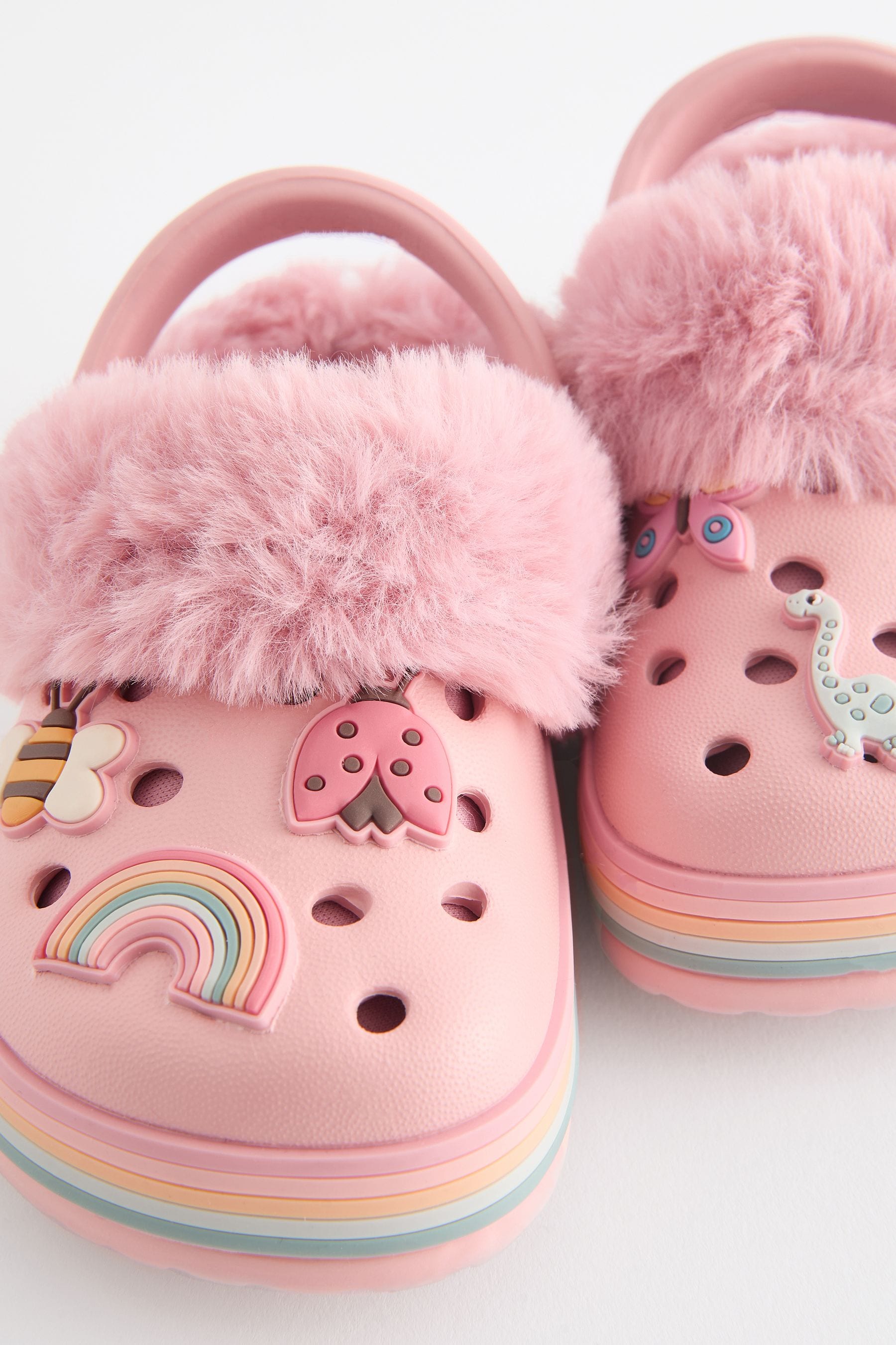 Pink Character Faux Fur Lined Clog Slippers