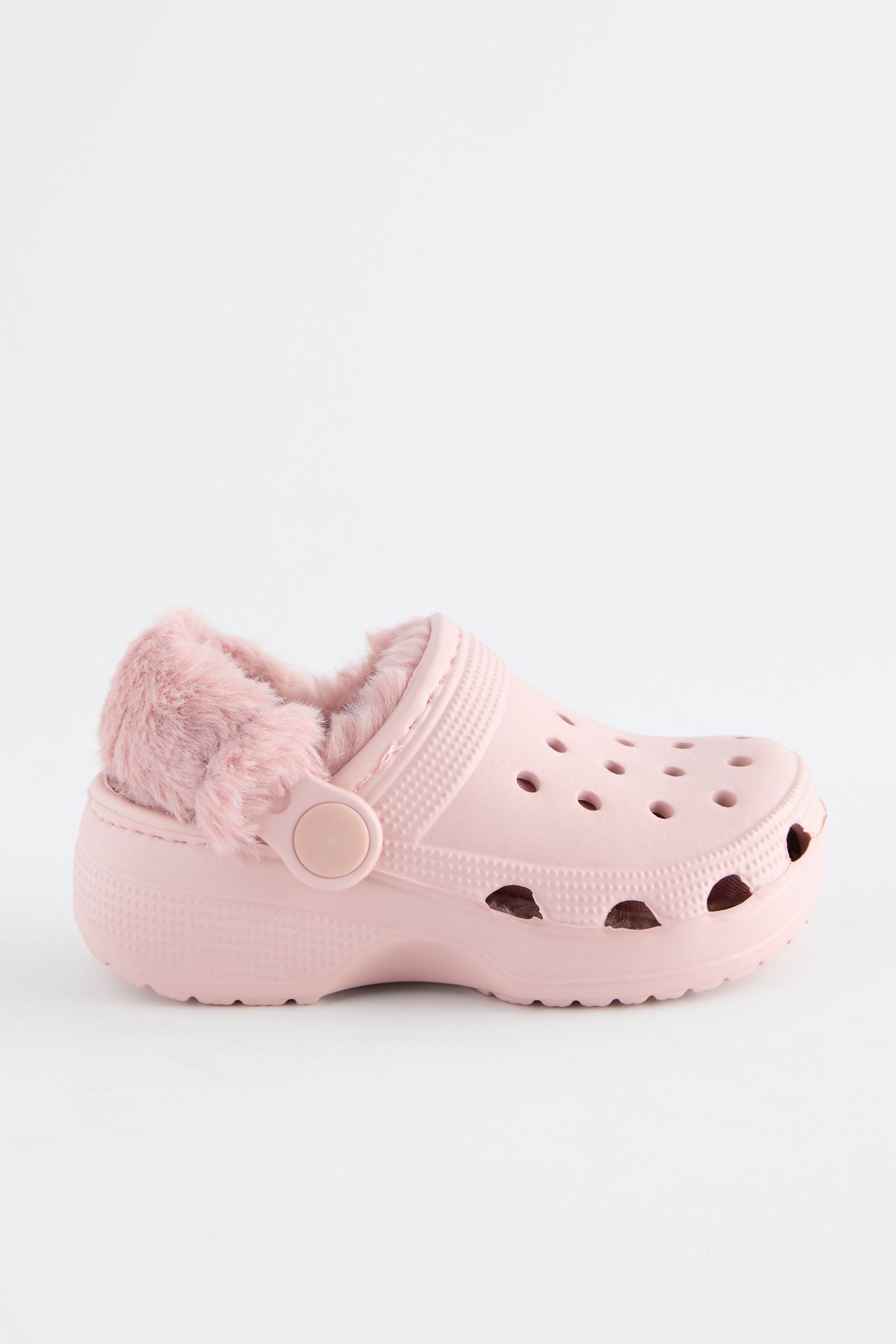 Pink Faux Fur Lined Clog Slippers