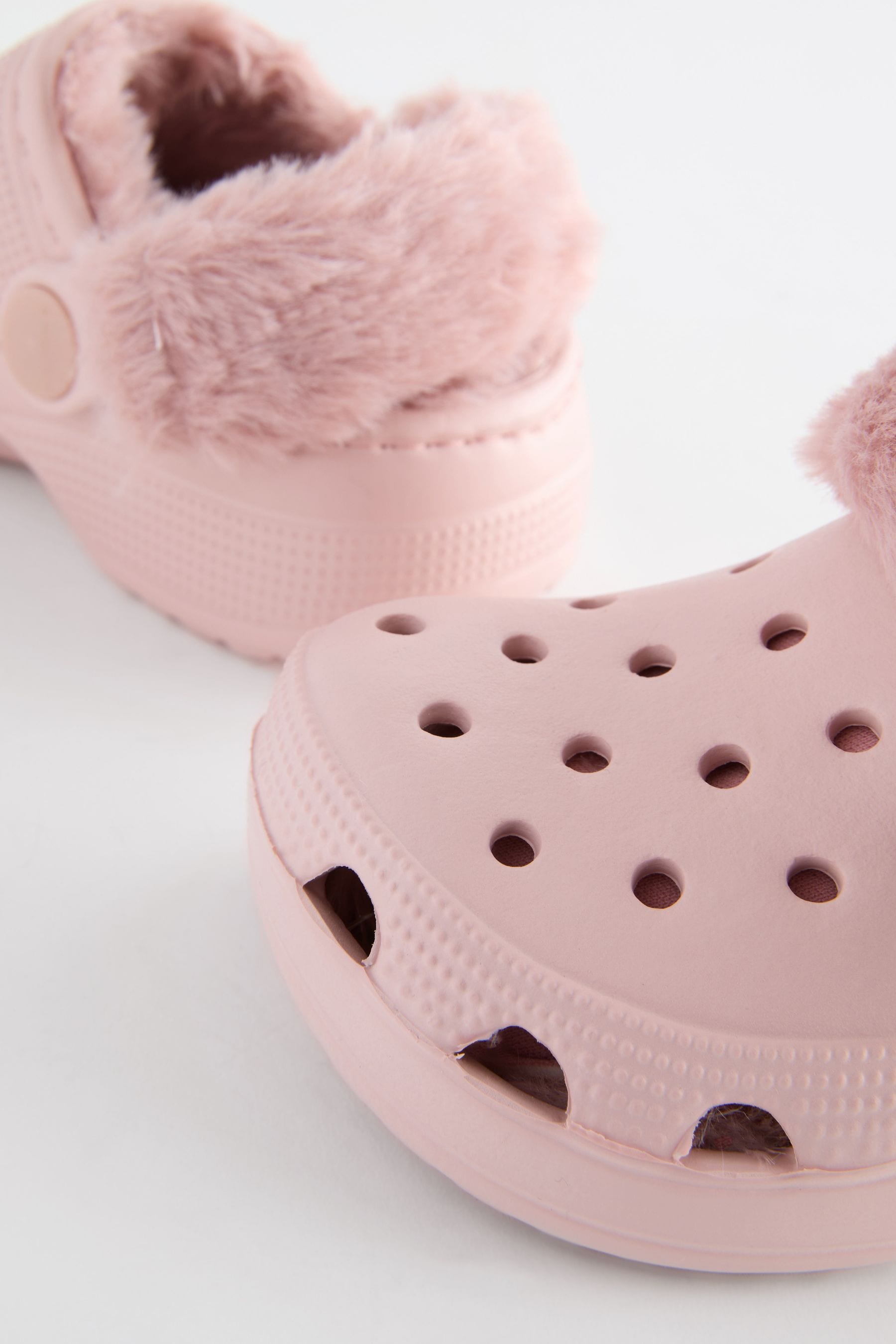 Pink Faux Fur Lined Clog Slippers