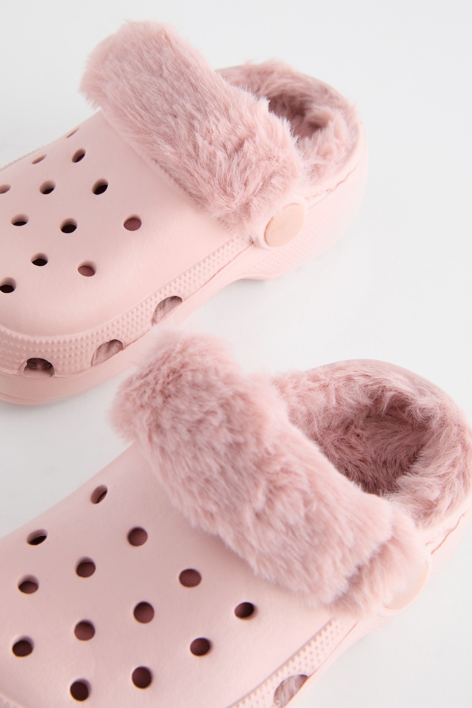 Pink Faux Fur Lined Clog Slippers