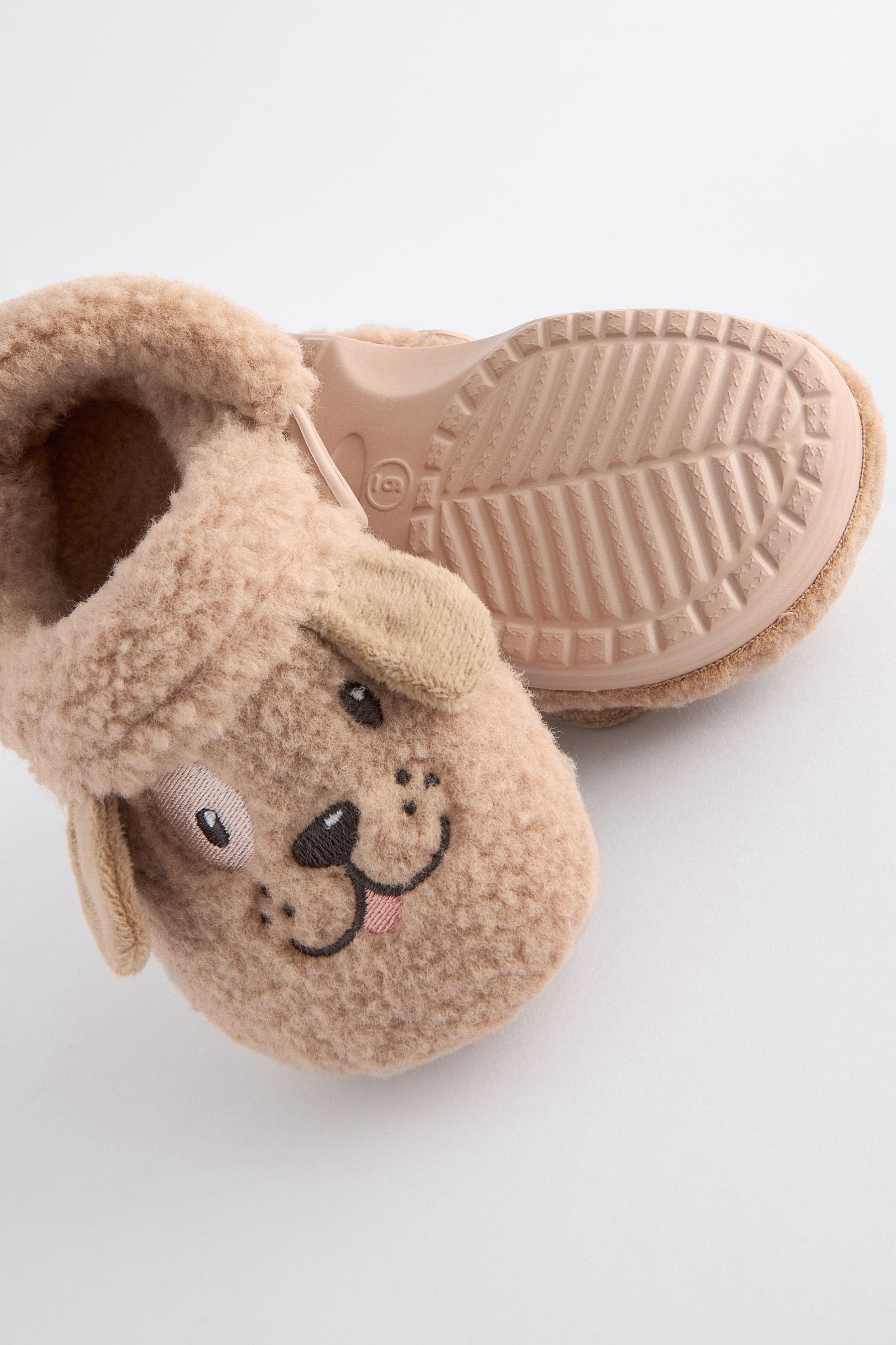 Brown Borg Dog Faux Fur Clog Slippers