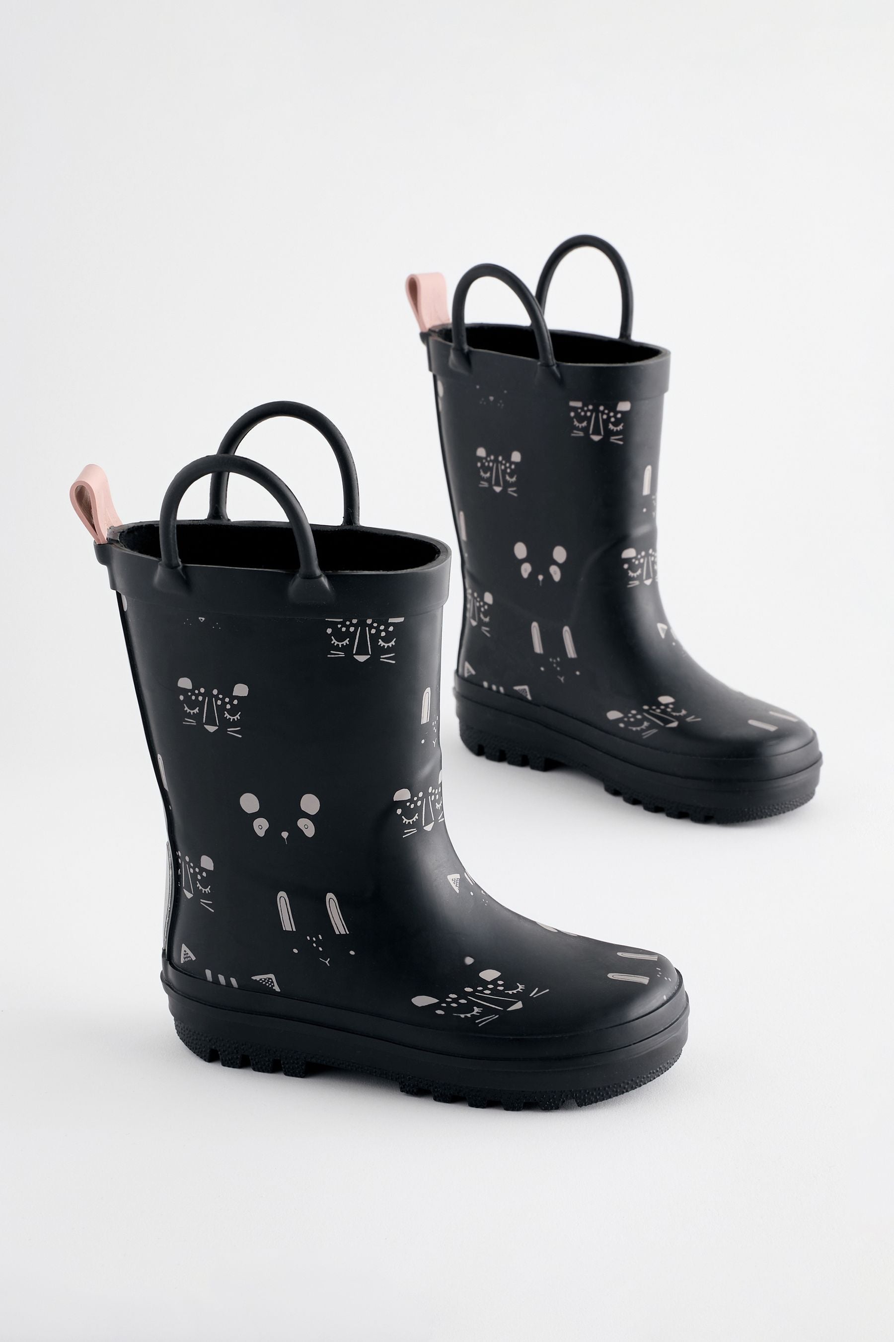 Charcoal Grey Character Handle Wellies