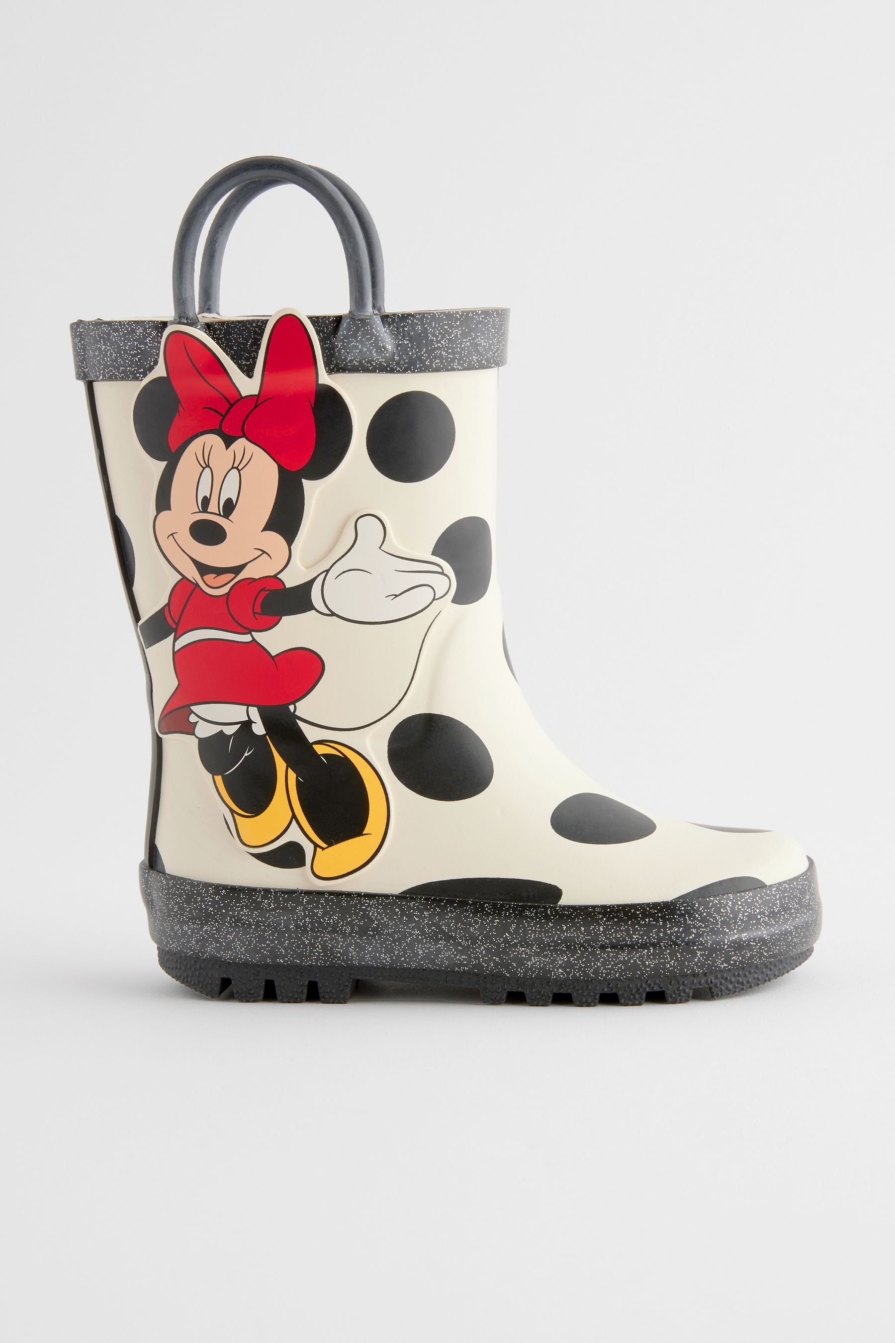 Black/White Minnie Mouse/Daisy Duck License Handle Wellies