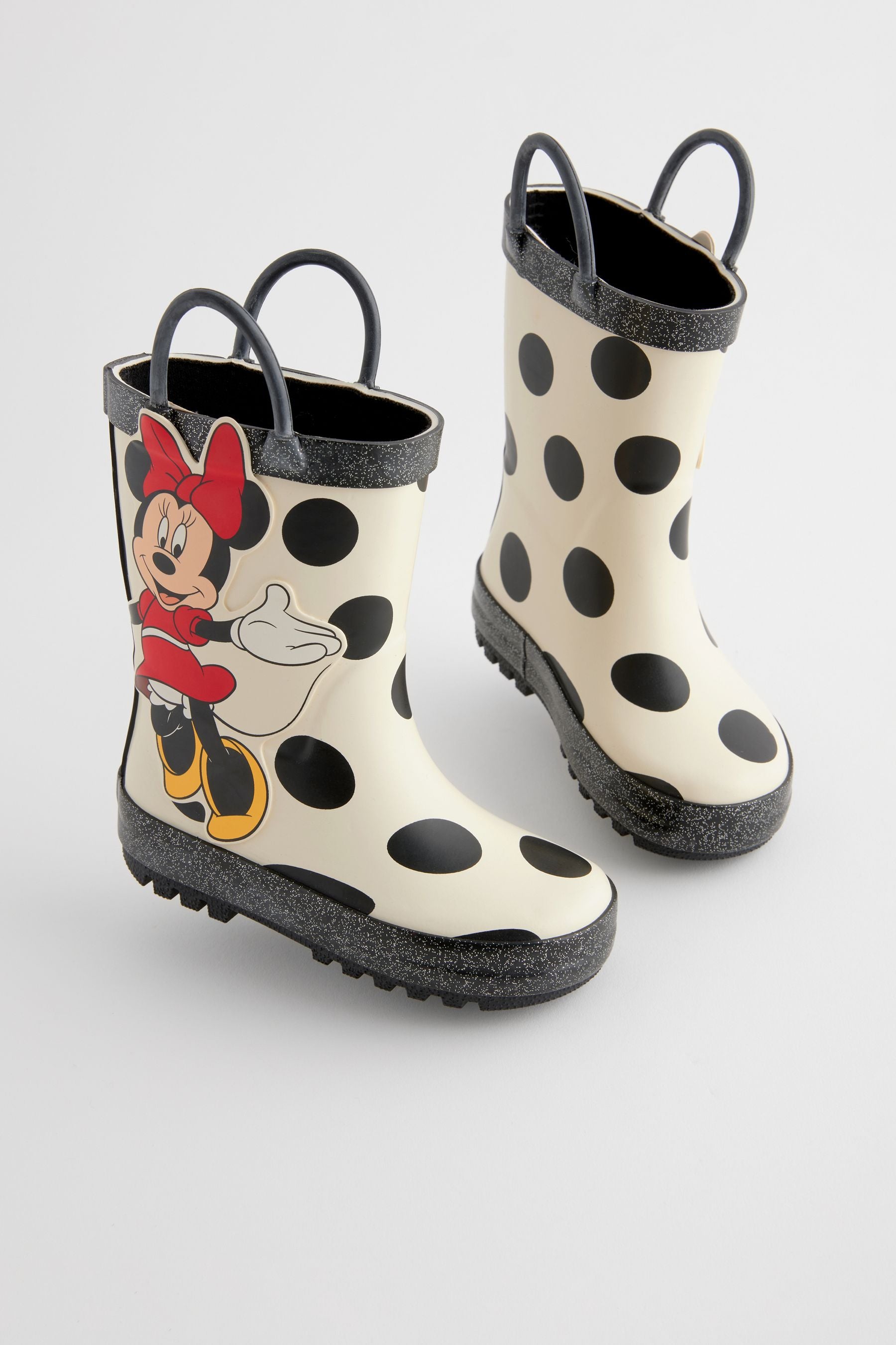 Black/White Minnie Mouse/Daisy Duck License Handle Wellies