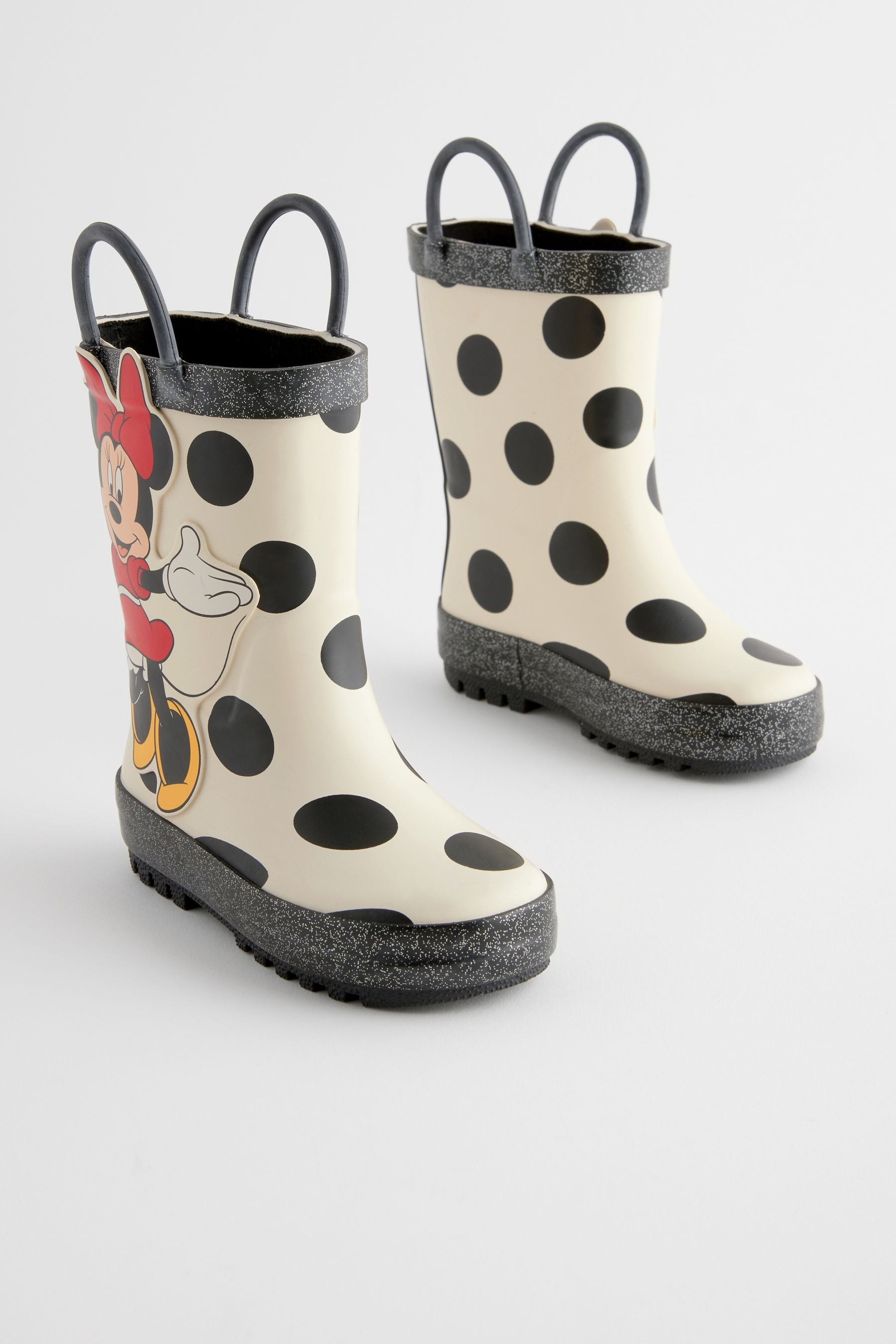 Black/White Minnie Mouse/Daisy Duck License Handle Wellies