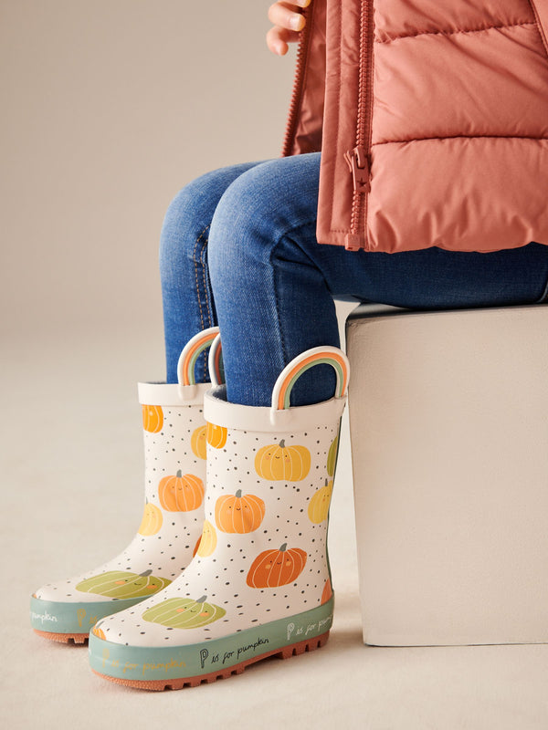 Neutral Pumpkin Handle Wellies