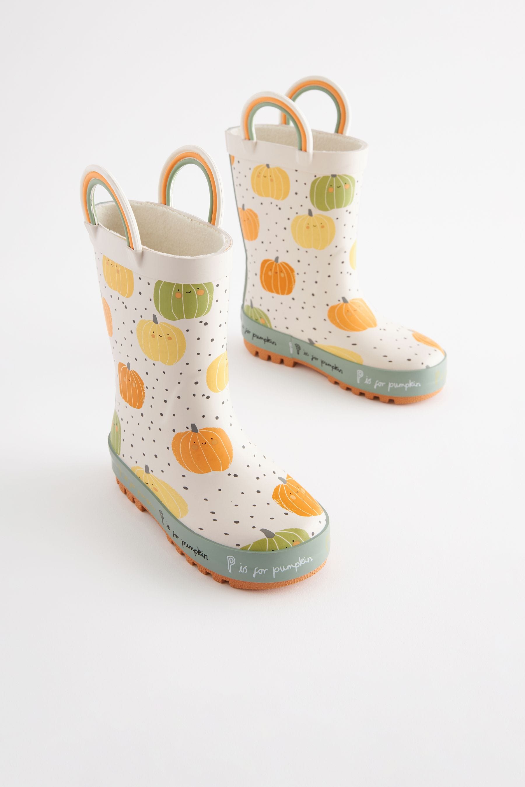 Neutral Pumpkin Handle Wellies