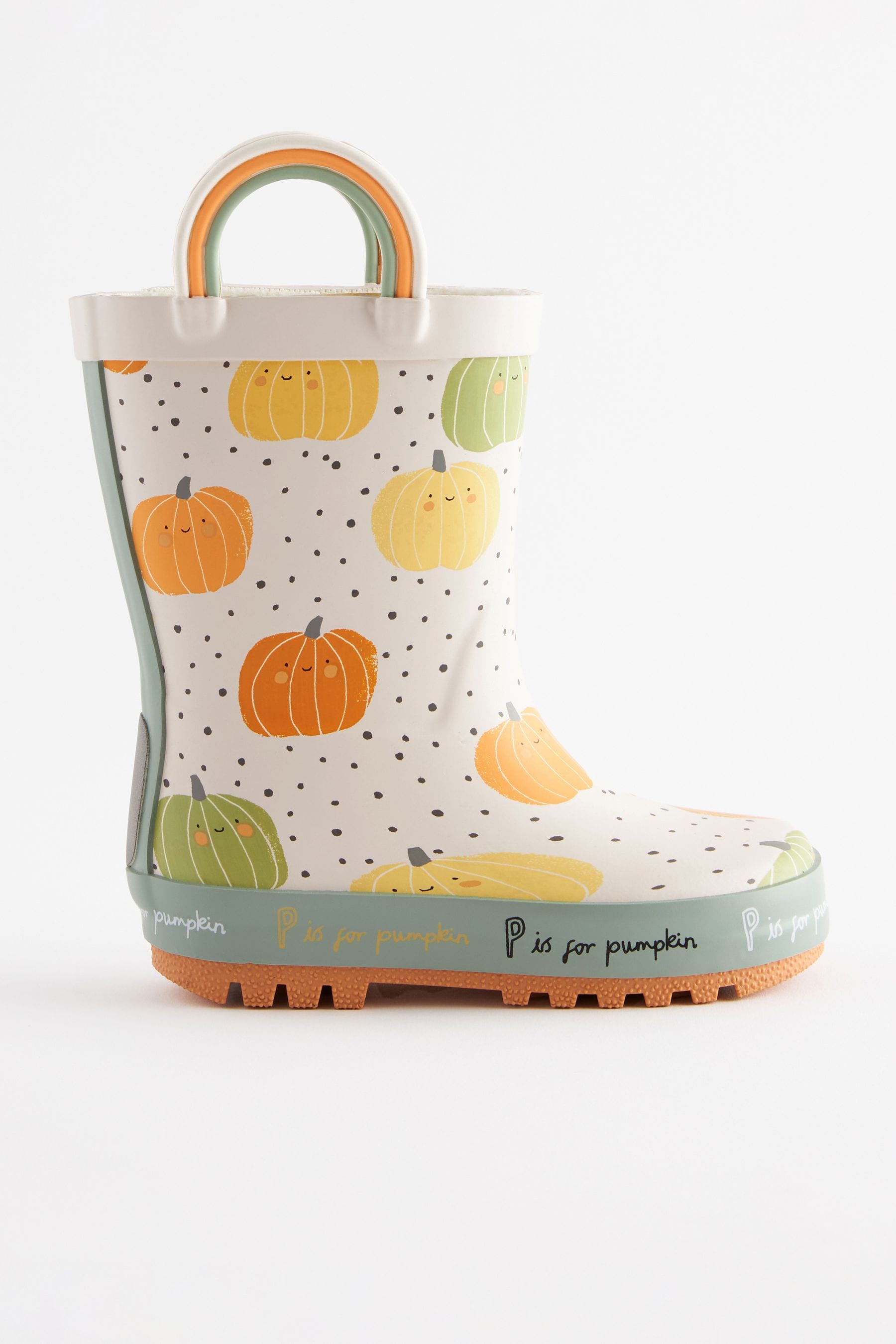 Neutral Pumpkin Handle Wellies