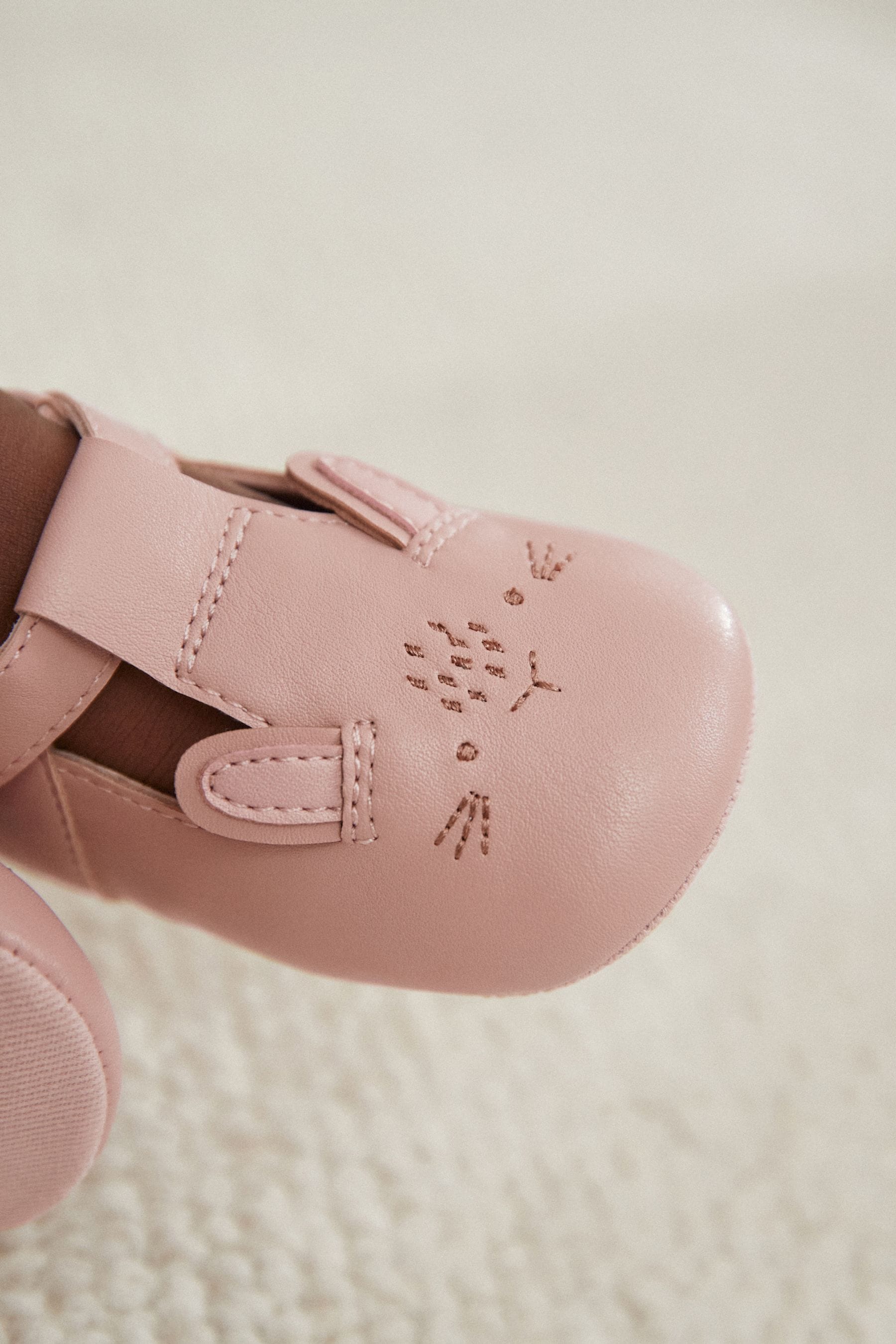 Pink Bunny T-Bar Baby Shoes (0-24mths)