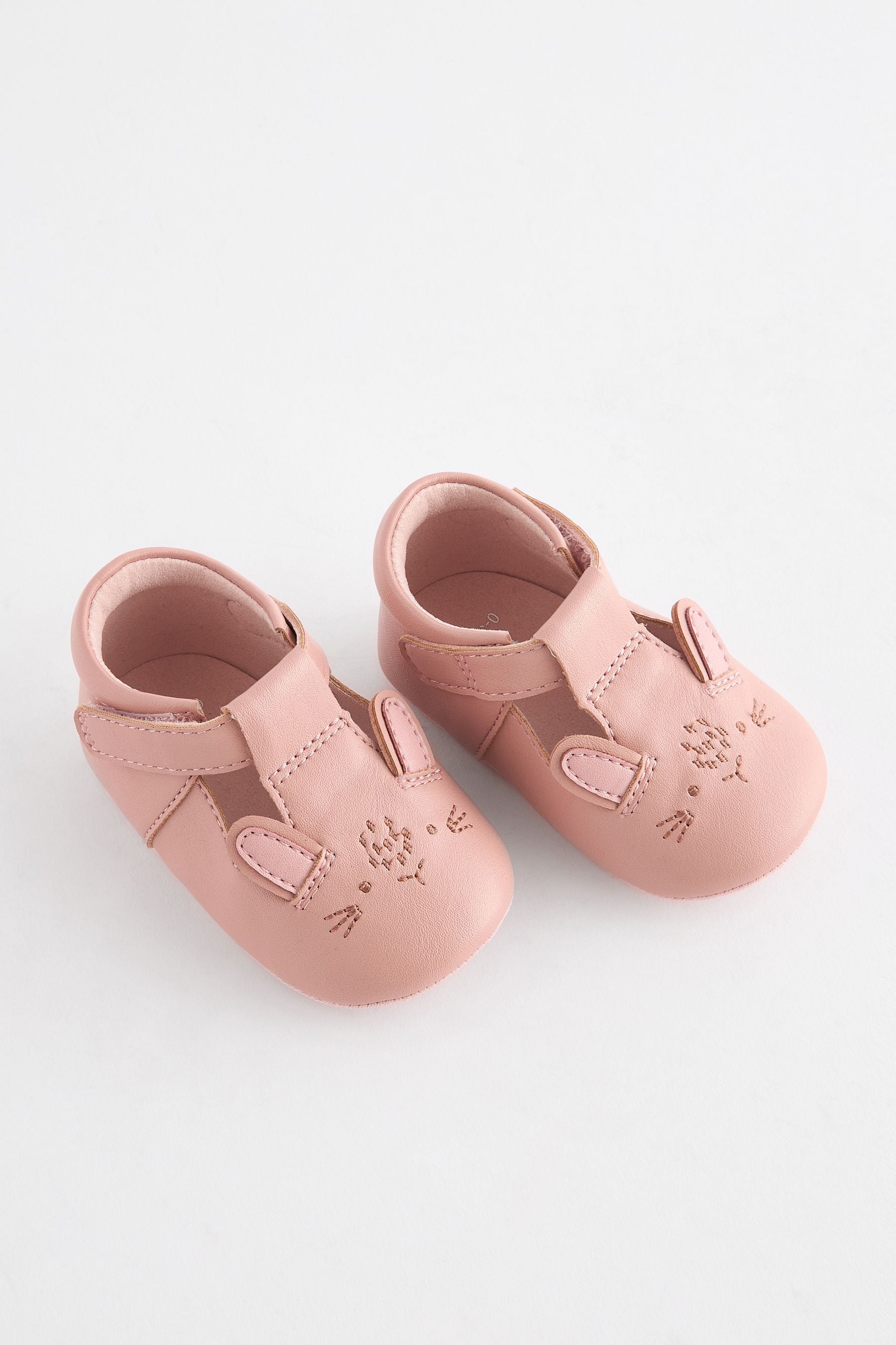 Pink Bunny T-Bar Baby Shoes (0-24mths)