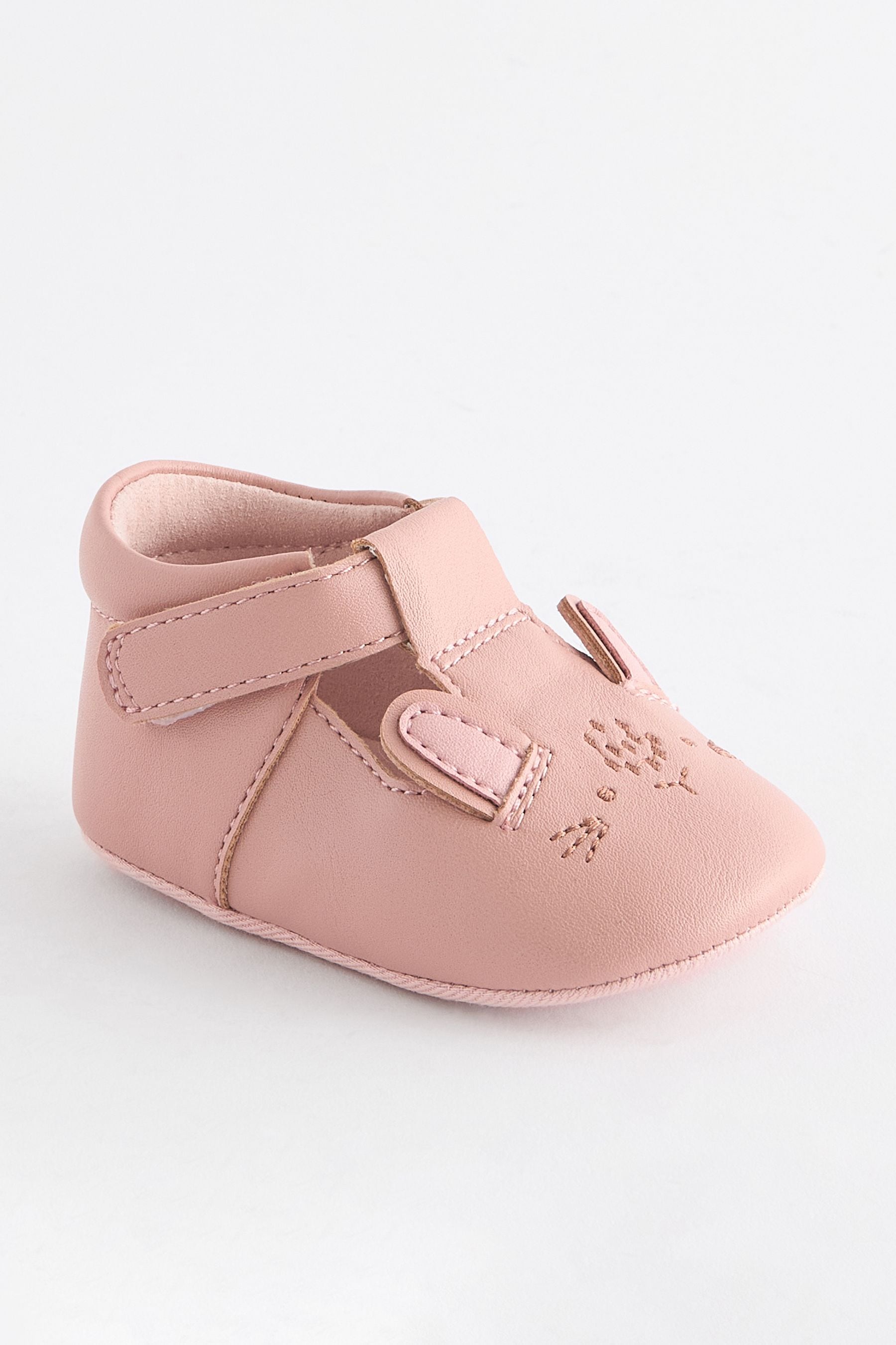 Pink Bunny T-Bar Baby Shoes (0-24mths)