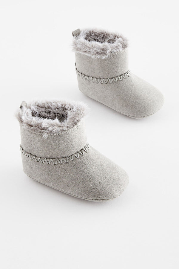 Grey Pull-On Baby Boots (0-24mths)