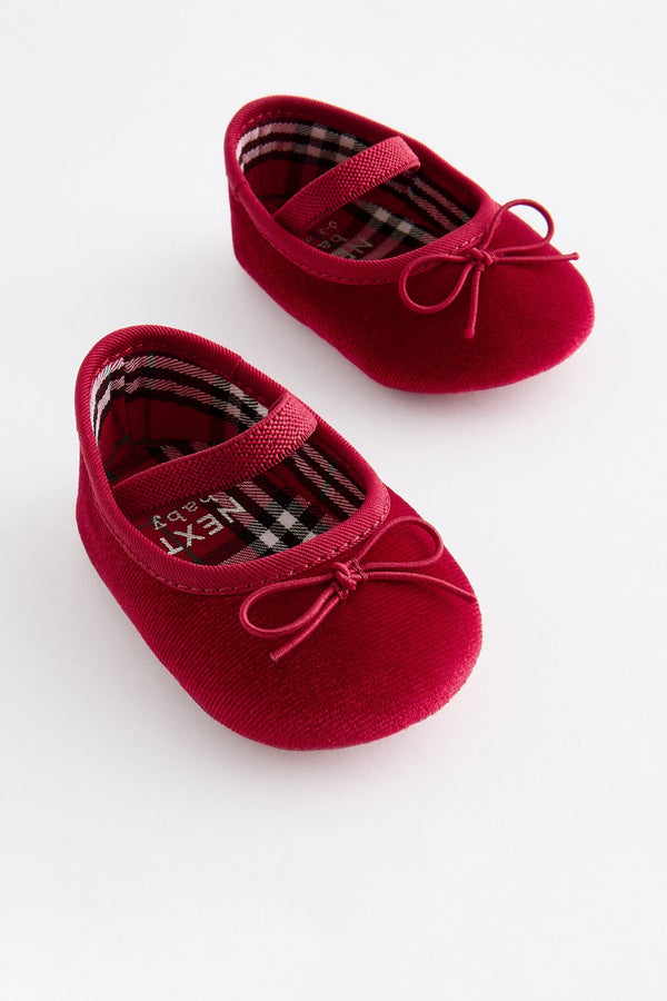 Red Velvet Ballerina Baby Shoes (0-18mths)