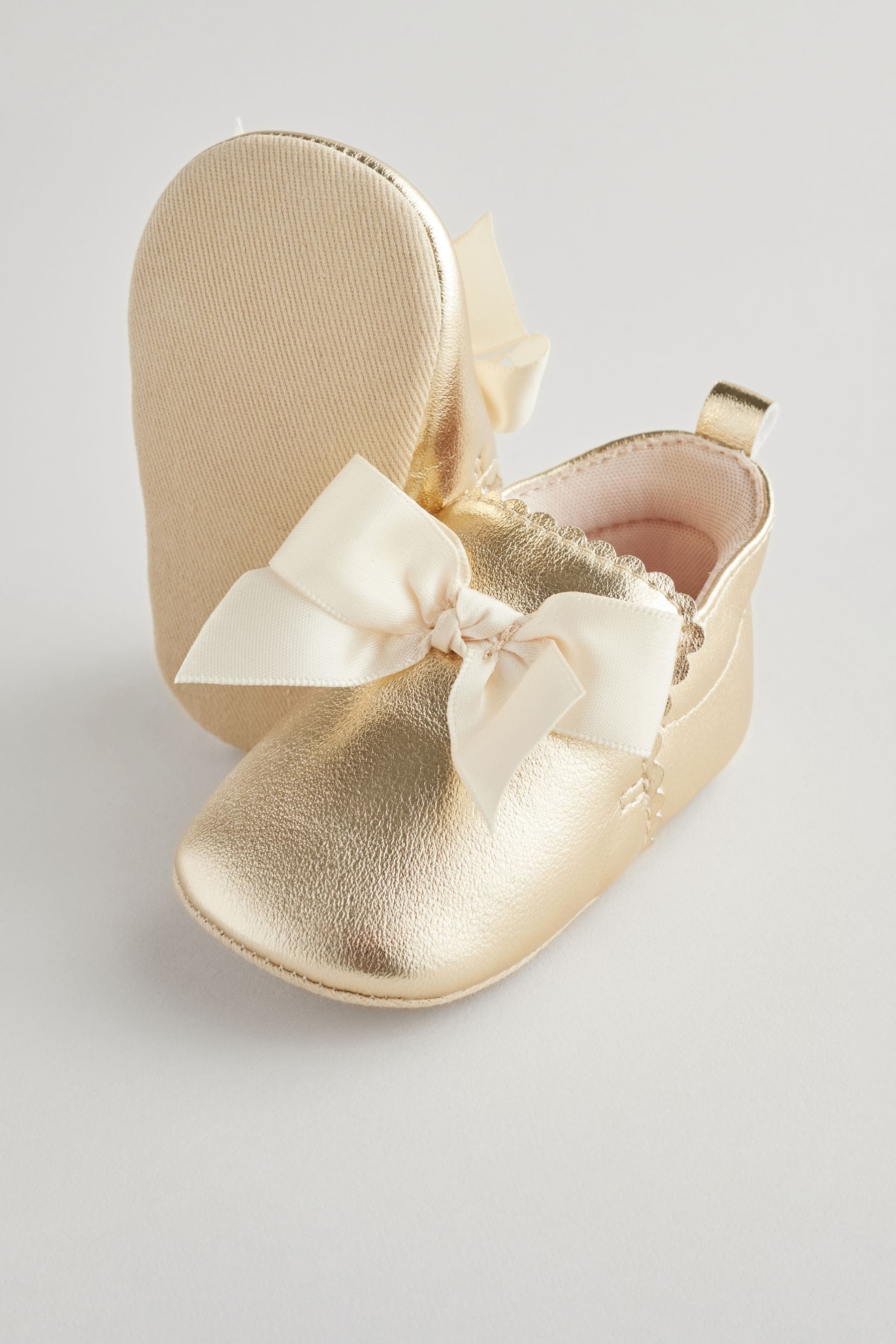 Gold Metallic Bow Baby Boots (0-18mths)